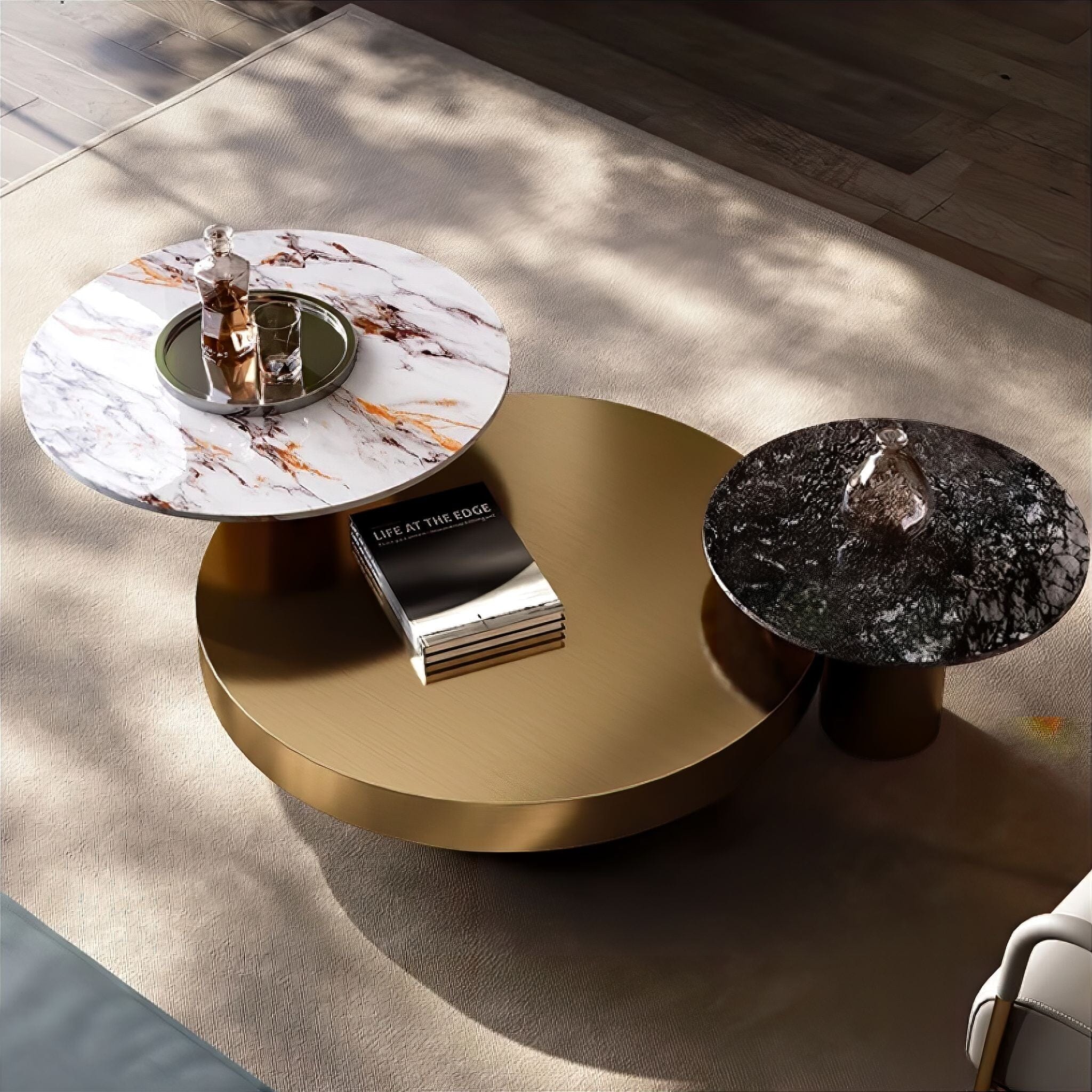 Gustave Slate Coffee Table Coffee Table Titanium Gold 