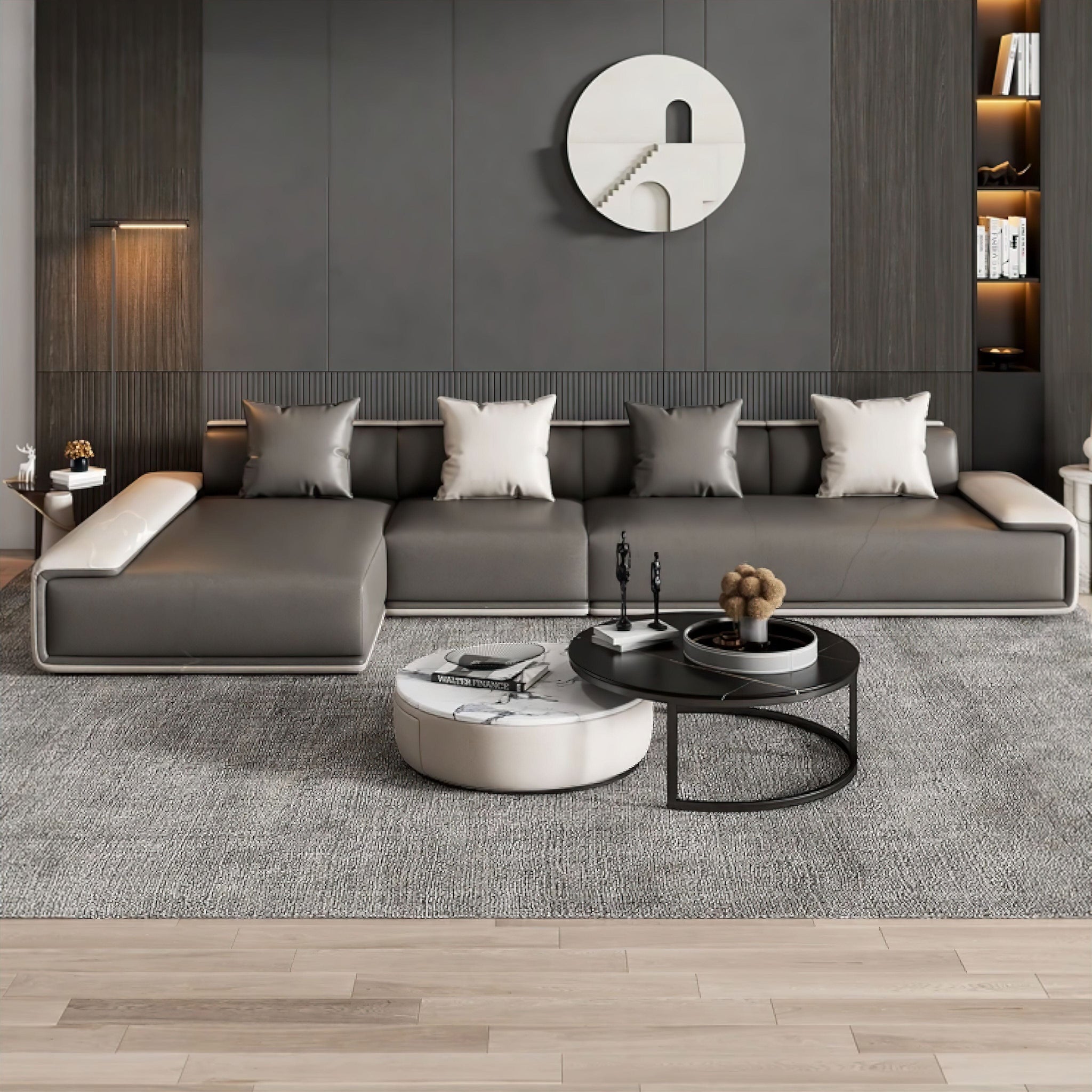 Heloise Sofa Collection Sofas Dusty Grey + Ivory 285cm + 180cm Chaise 
