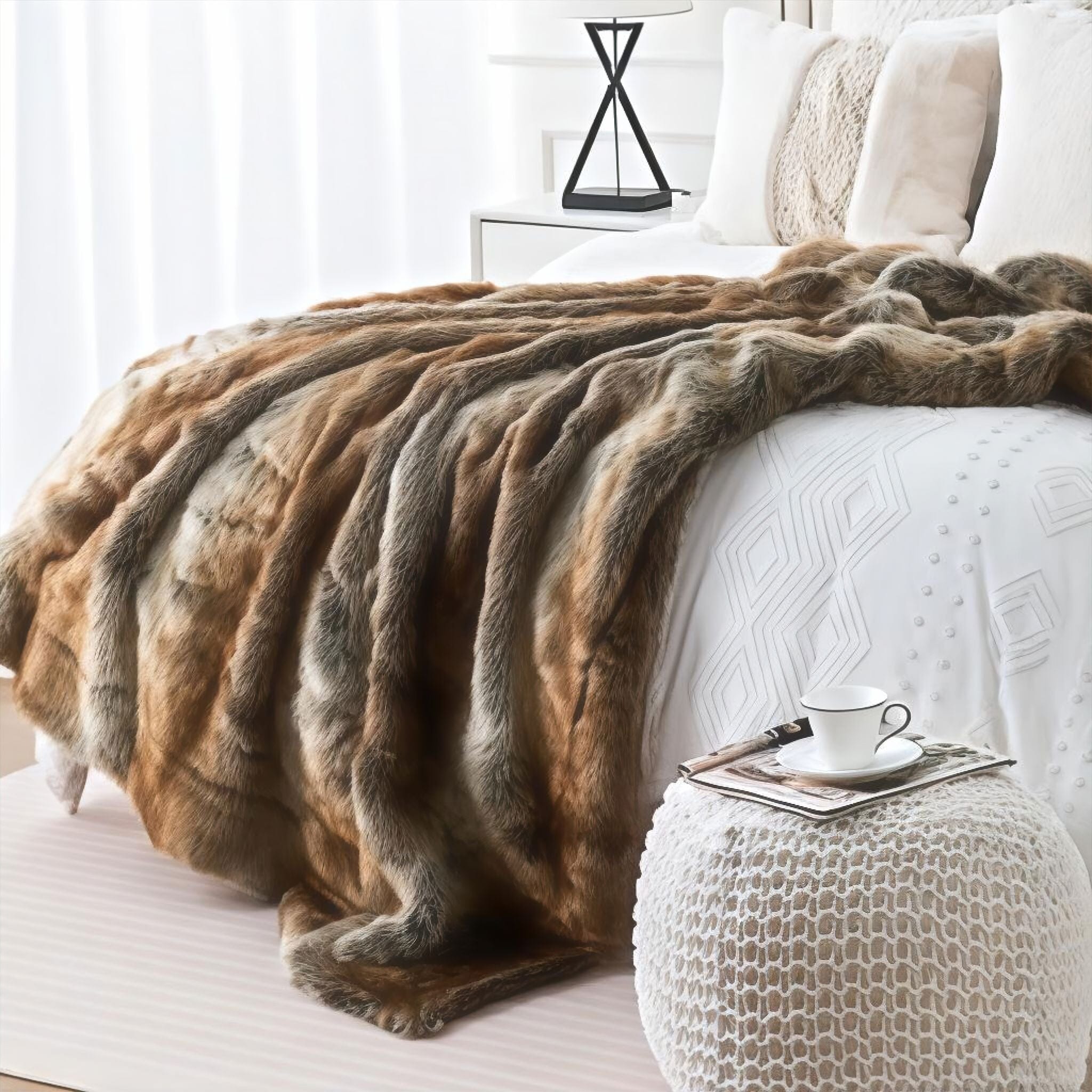 Hervé Luxury Blanket Fur Blanket Rustic Brown 127 x 152cm 