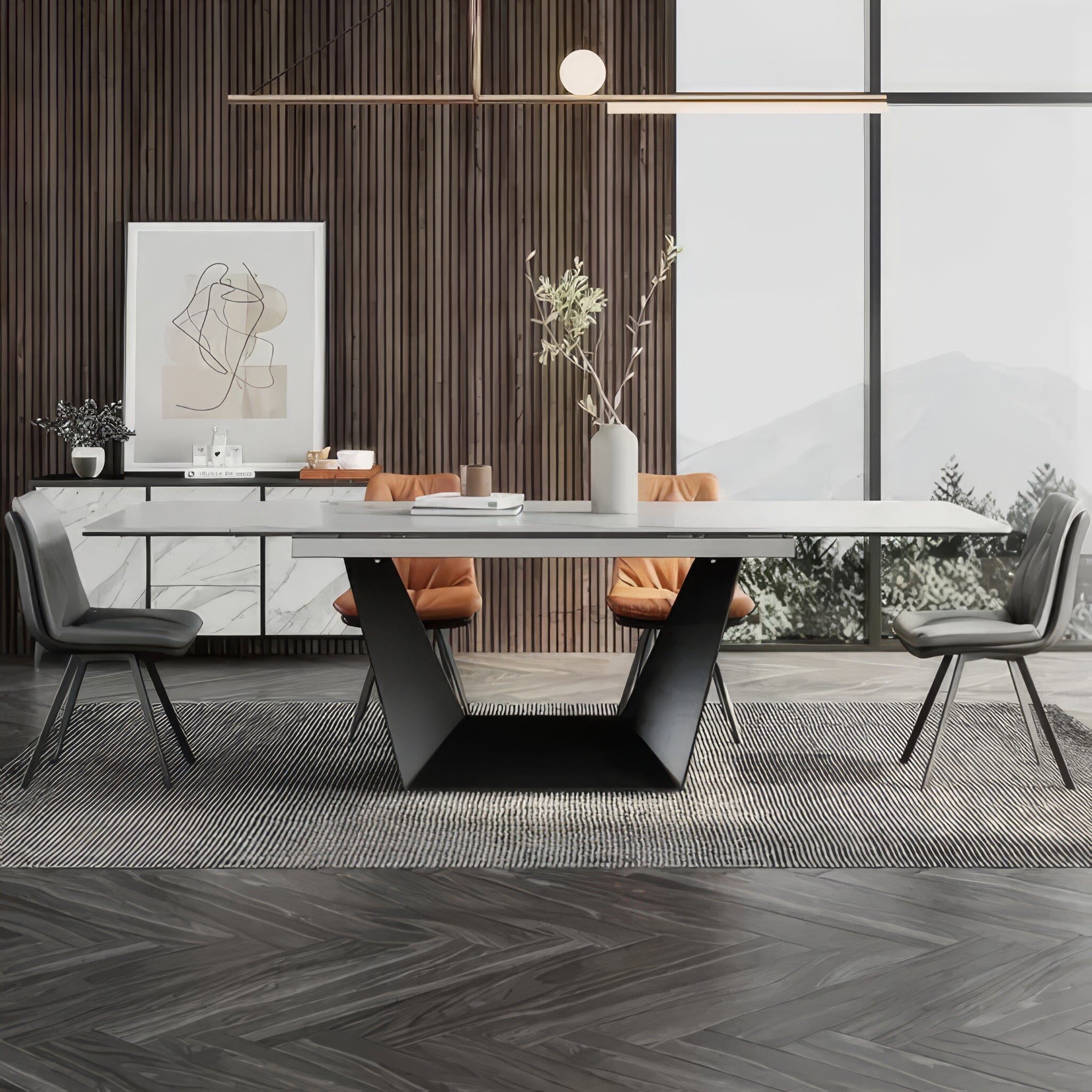 Retractable Slate Dining Table