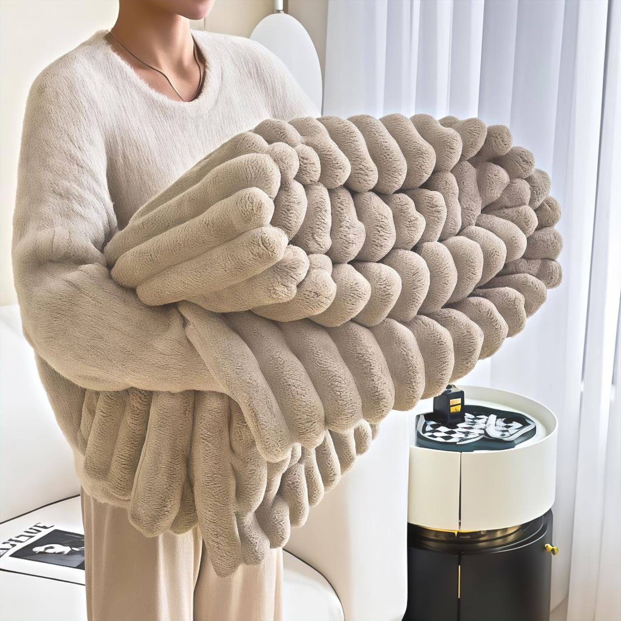 Jacques Blanket Fur Blanket Beige 120 x 200cm 