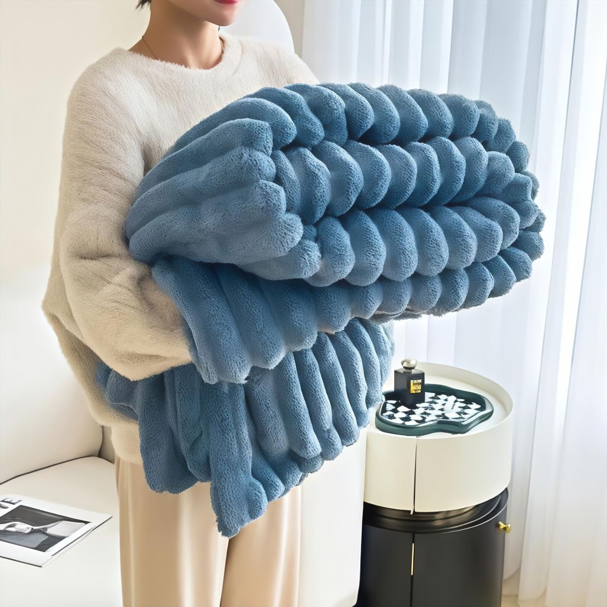 Jacques Blanket Fur Blanket Steel Blue 120 x 200cm 