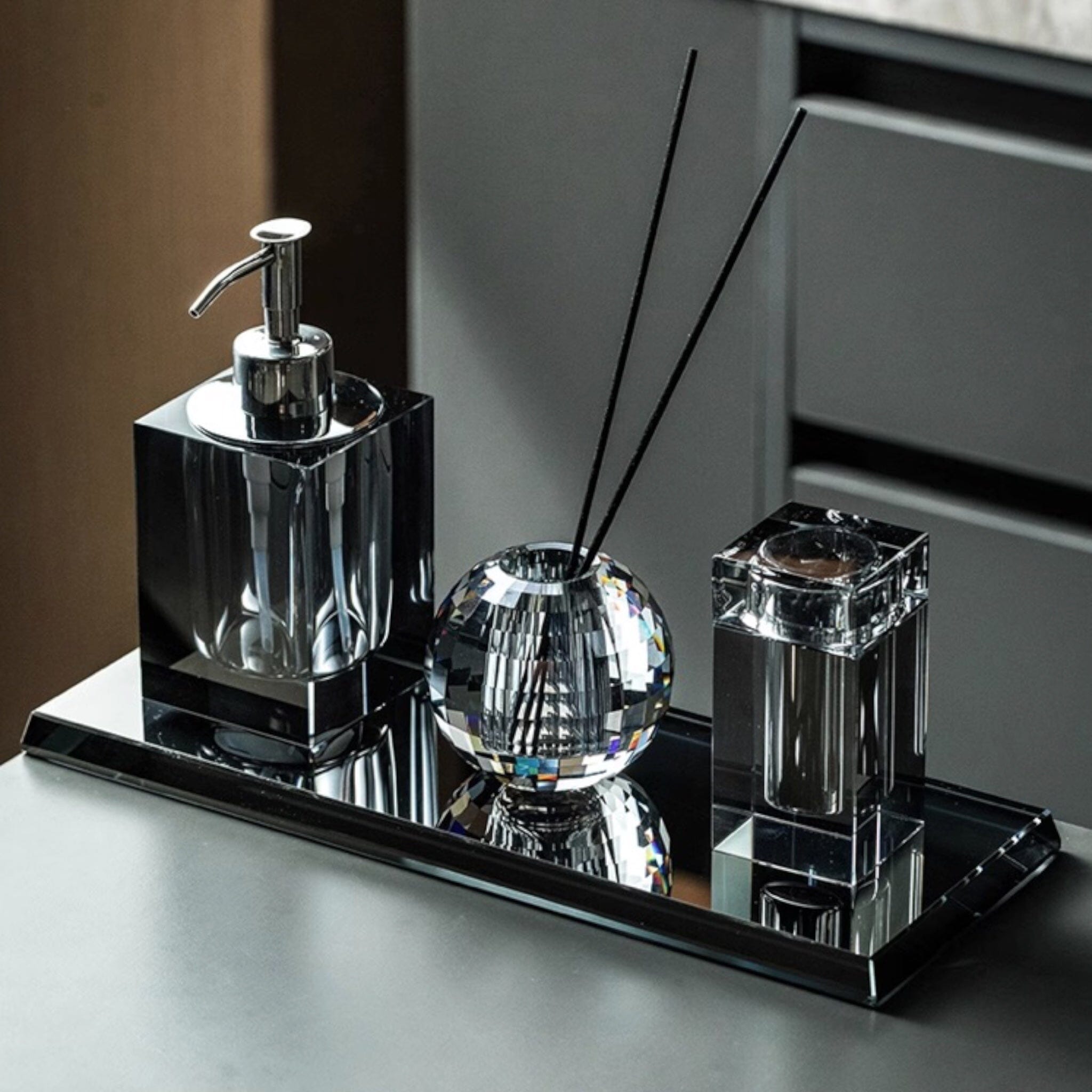 Juiletta Crystal Glass Bathroom Accessories Set Bathroom Accessories 