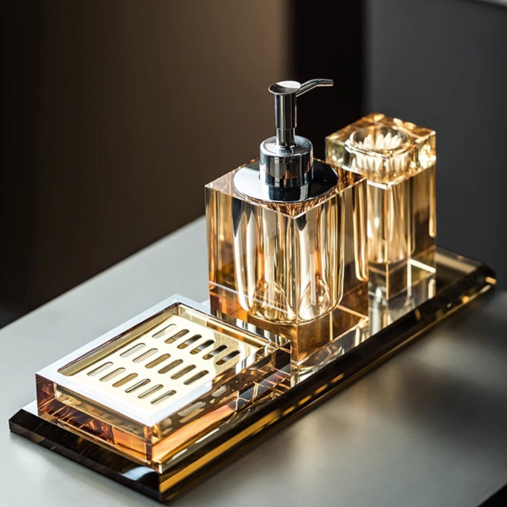 Juiletta Crystal Glass Bathroom Accessories Set Bathroom Accessories 
