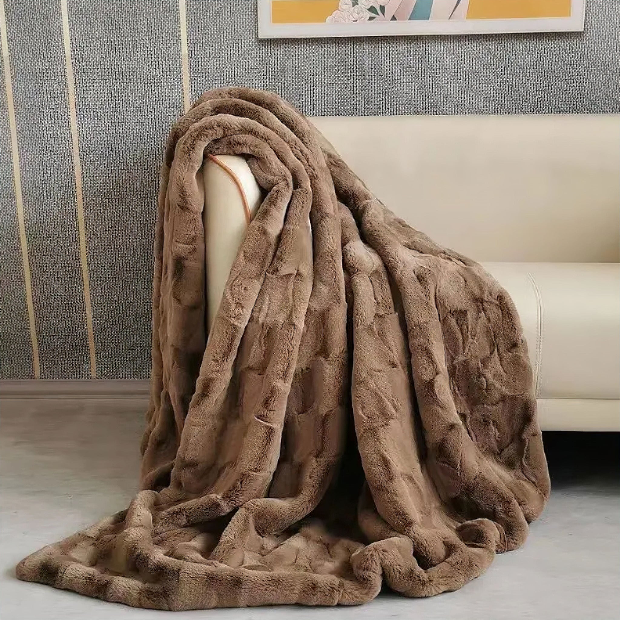 Lawrence Fur Blanket Coffee 60 x 150cm 