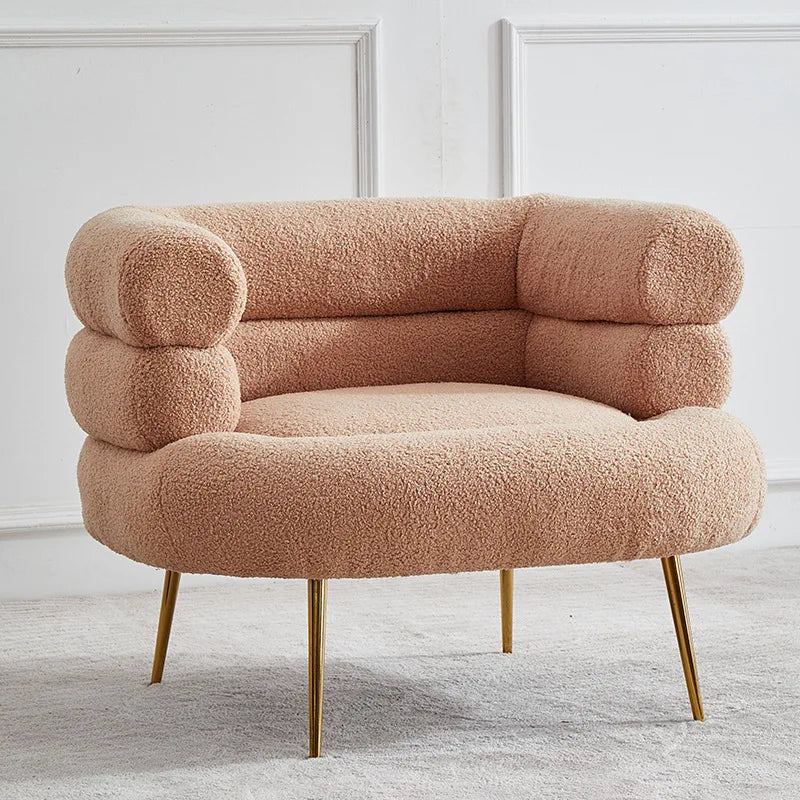 Lazy Sofa Living Room Bedroom Light Luxury Celebrity Ins Scandinavian Art Design White Lamb Wool Single Sofa khaki 