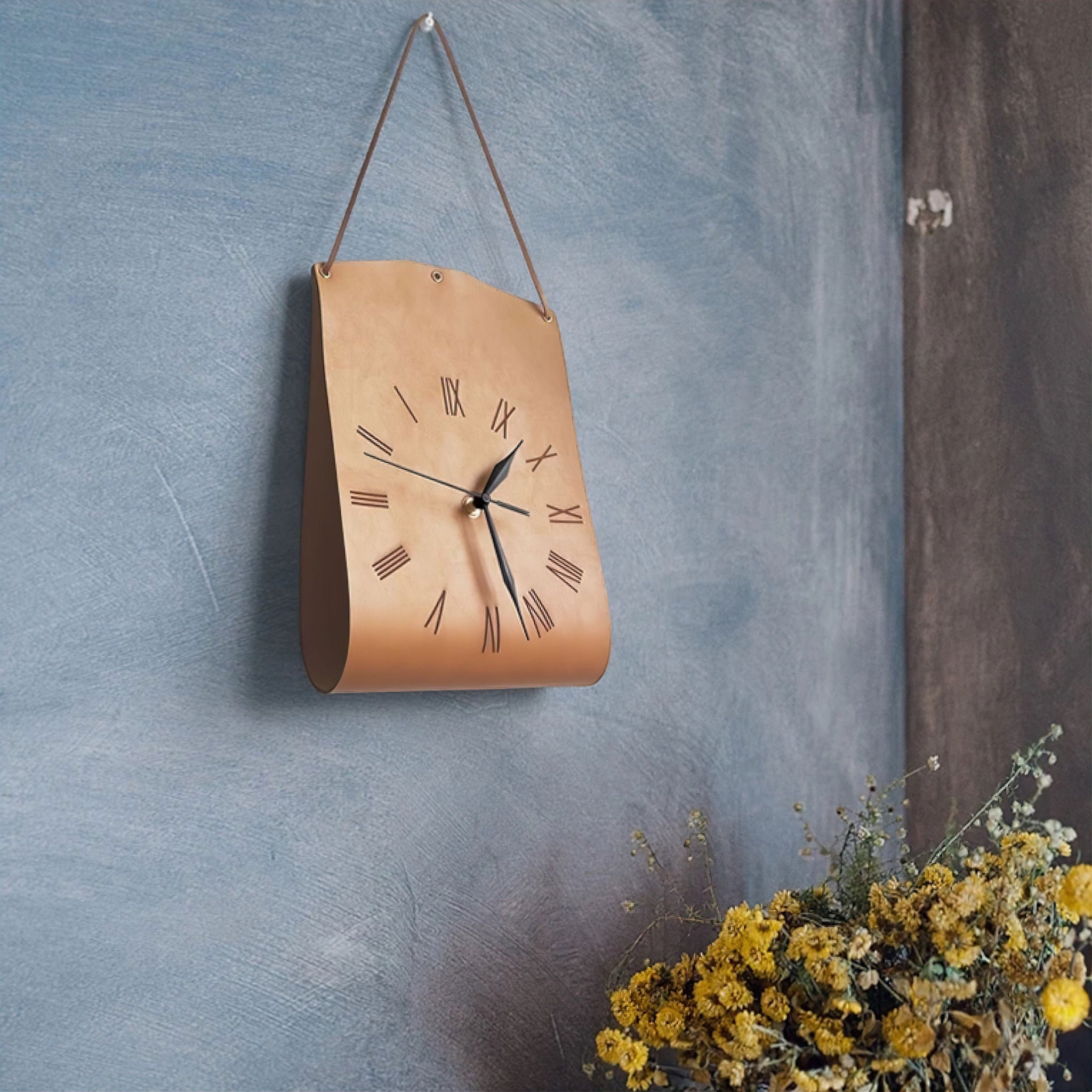 Leather Look Wall Clock 