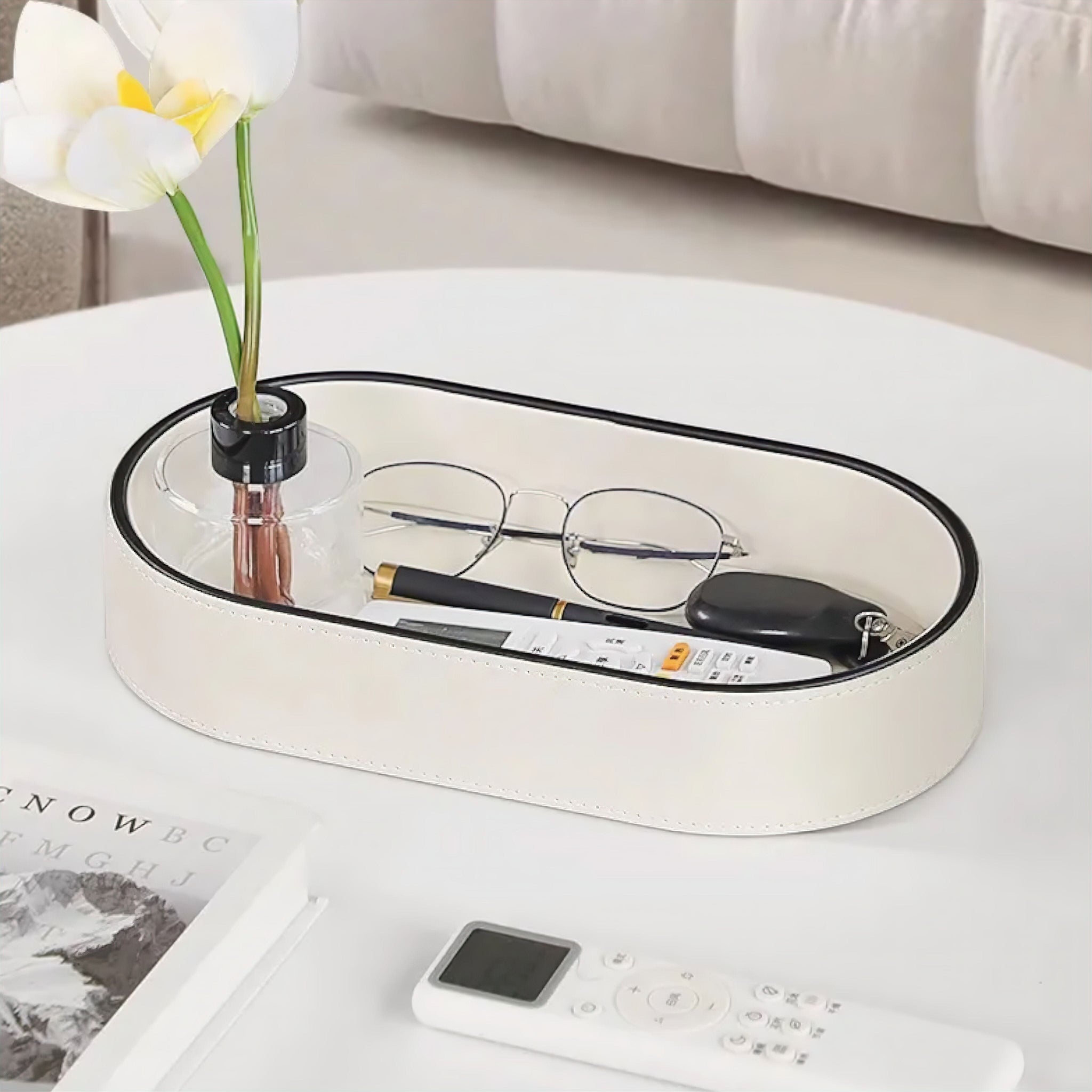 Leather Organiser Tray Decorative Trays White 