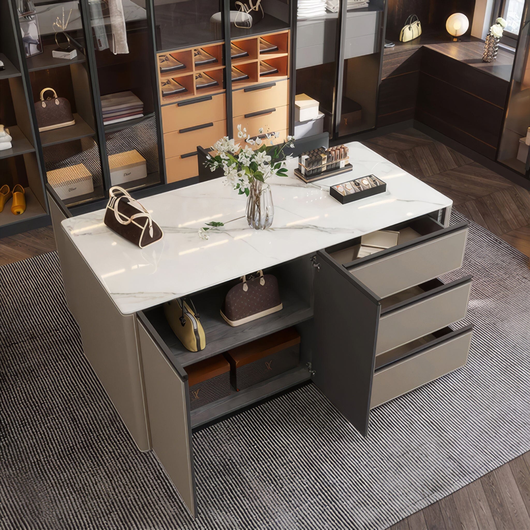 Leonardo Cloakroom Cabinet Khaki + Off White 120cm 