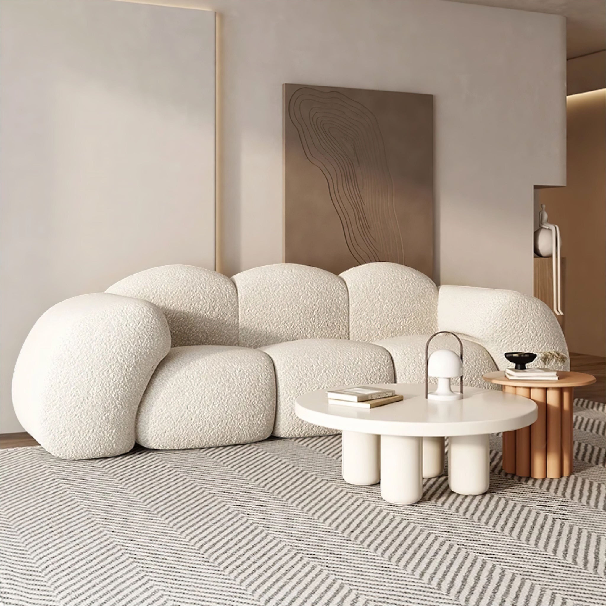 Léonie Curved Sofa Sofas Beige 200 x 90 x 88cm 