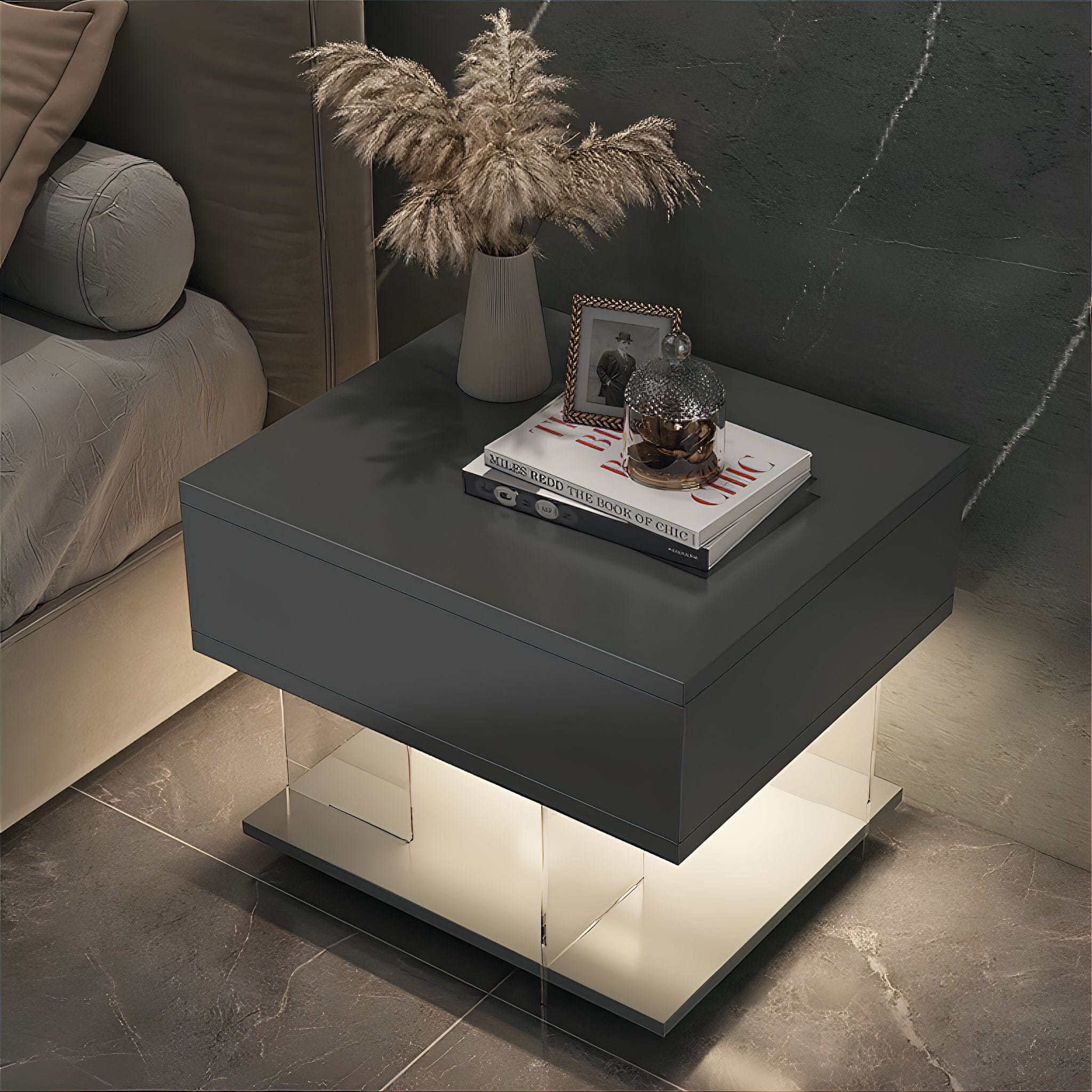 Lise Bedside Tables Bedside Table Grey 