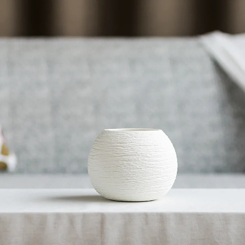 Ludovica Ceramic Vase Collection Decor White - D 
