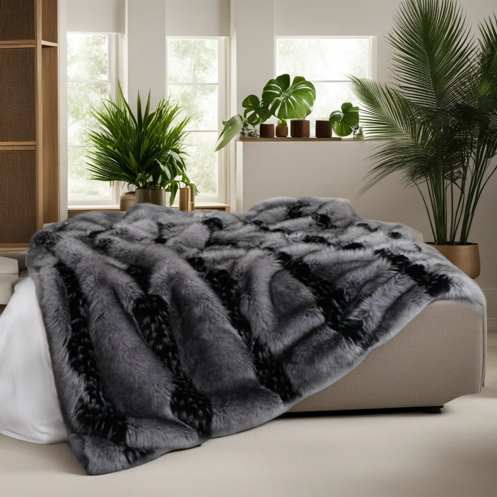 Luxury Faux Fur Fluffy No Hair Loss Blankets for Beds Sofa Cover Living Room Bedroom Natural Soft High-end Decorative Blanket 