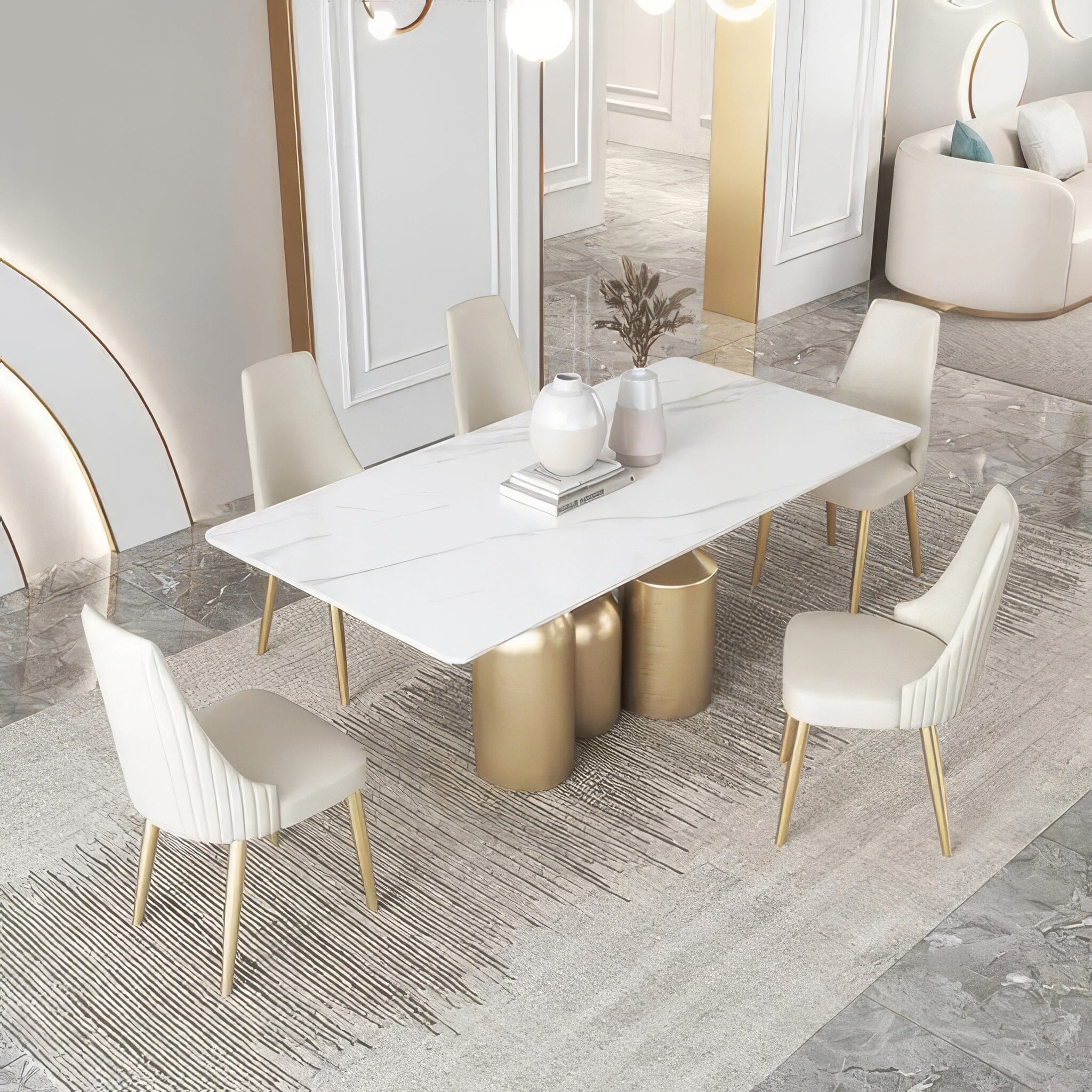 Slate Dining Table | Gold Dining Table – Victoria Queen