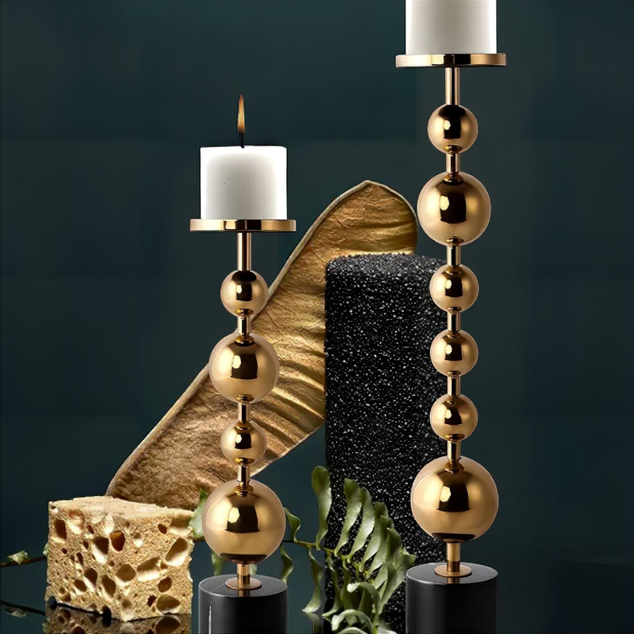 Marquina Marble Candle Holder 