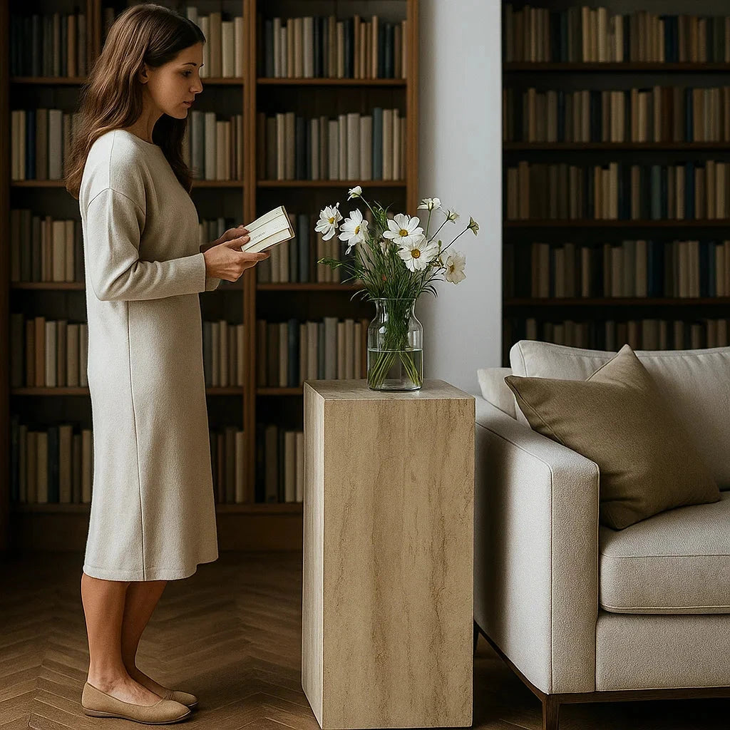 Martine Travertine Side Table 