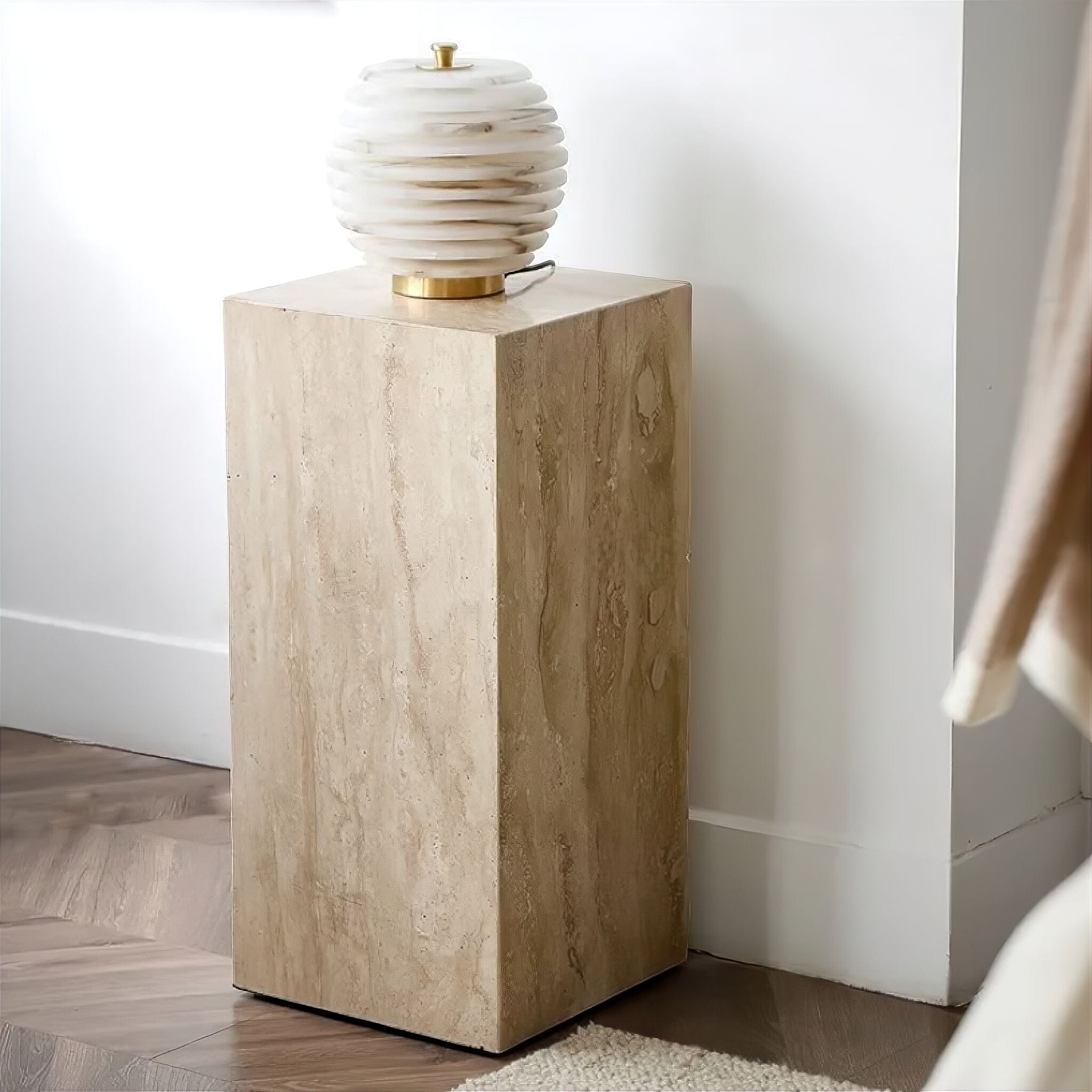 Martine Travertine Side Table Travertine 65cm H 