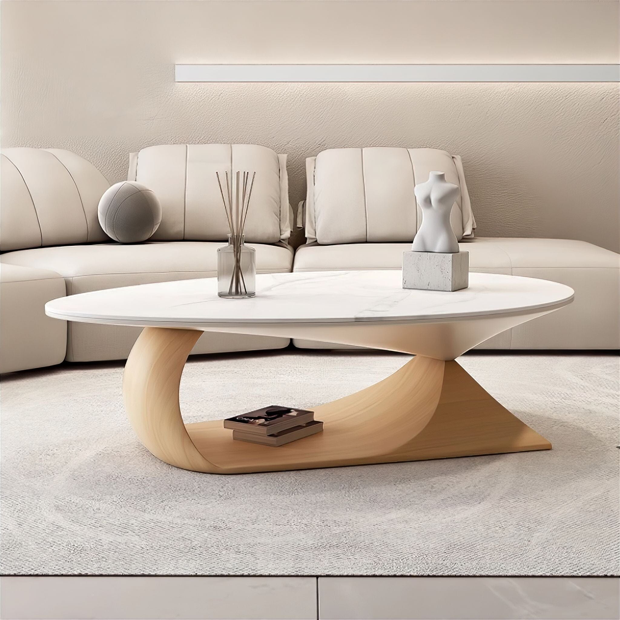 Melania Coffee Table 120cm White + Tan 