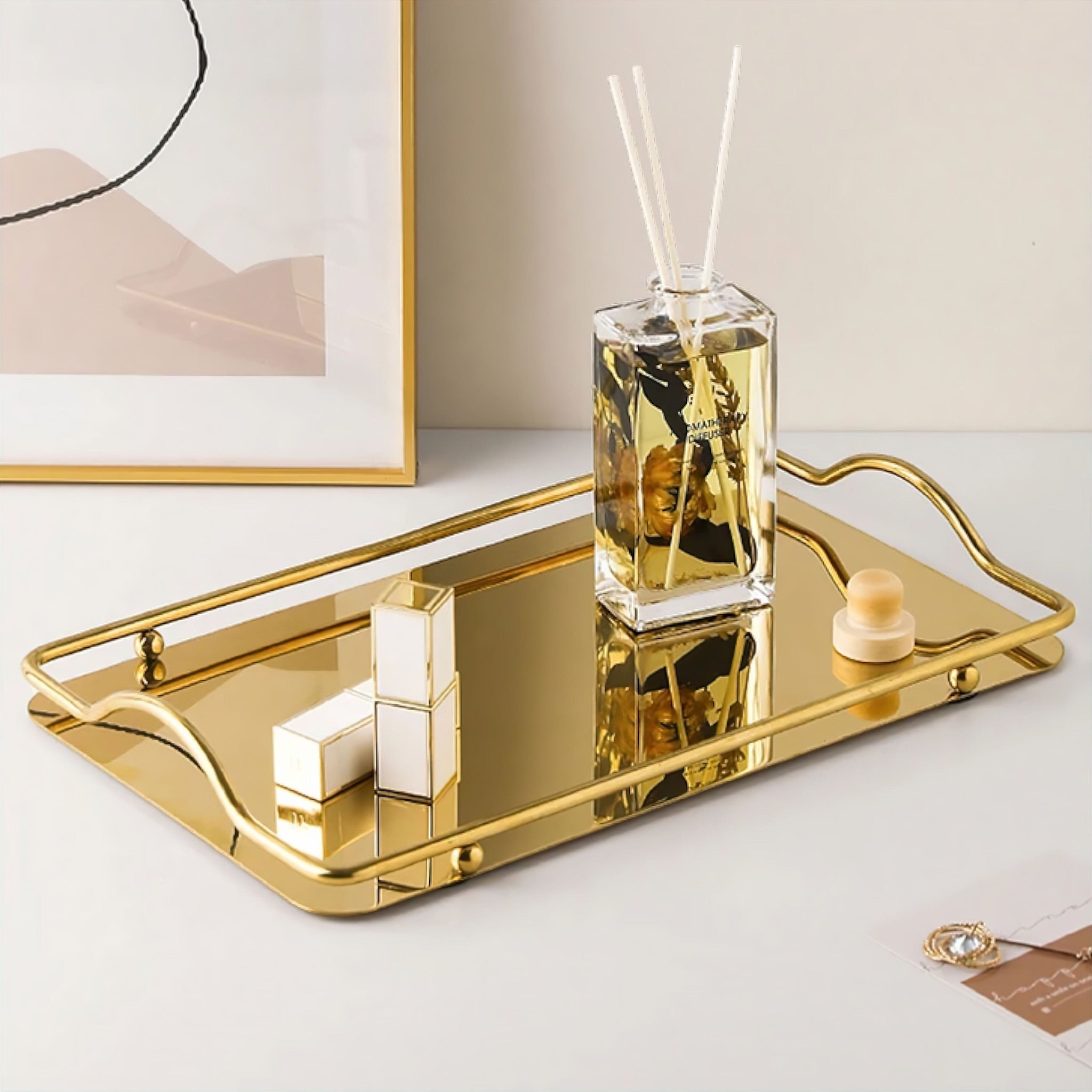 Metallic Serving Tray Decorative Trays Gold - Rectangular Tray 