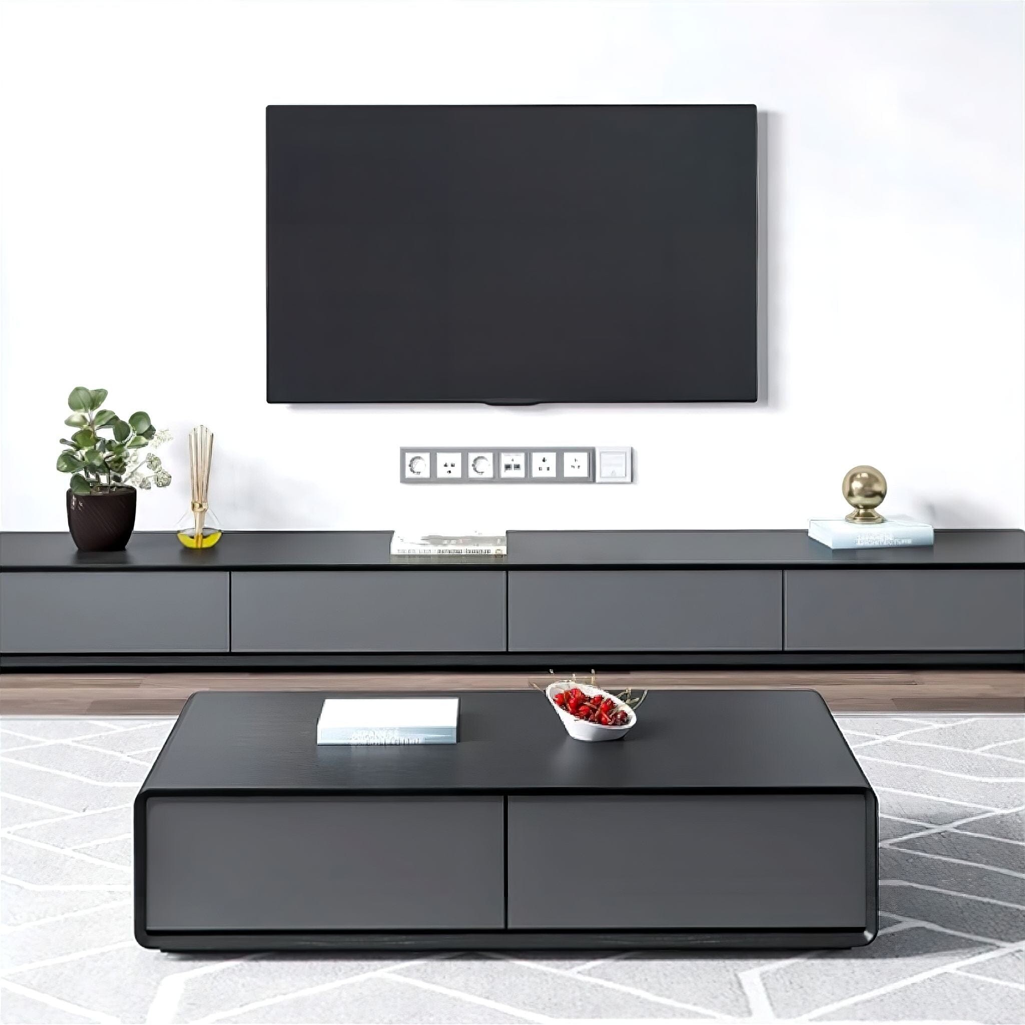 Michelle TV Cabinet Tv Cabinet 180cm Charcoal Grey 