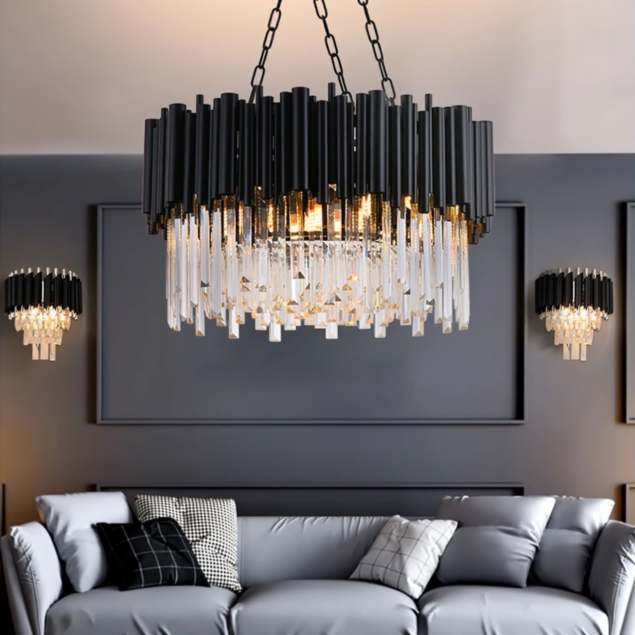 Midnight Glow Chandelier 60cm ø x 38cm H Dimmable Warm White 