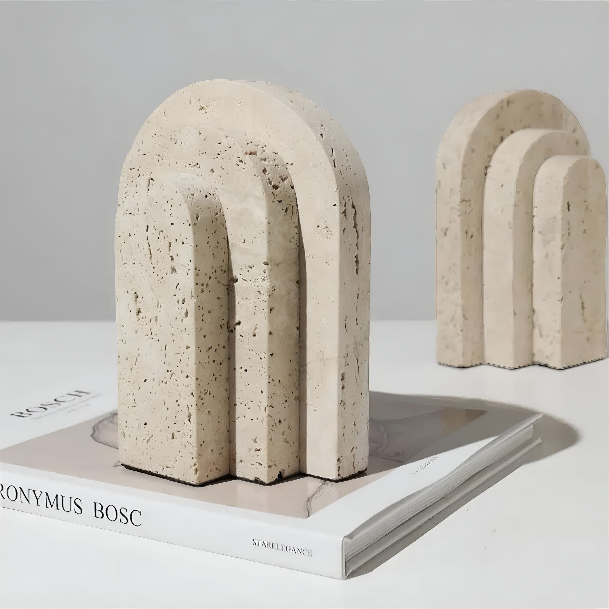 Natural Stone Bookends Set Travertine 