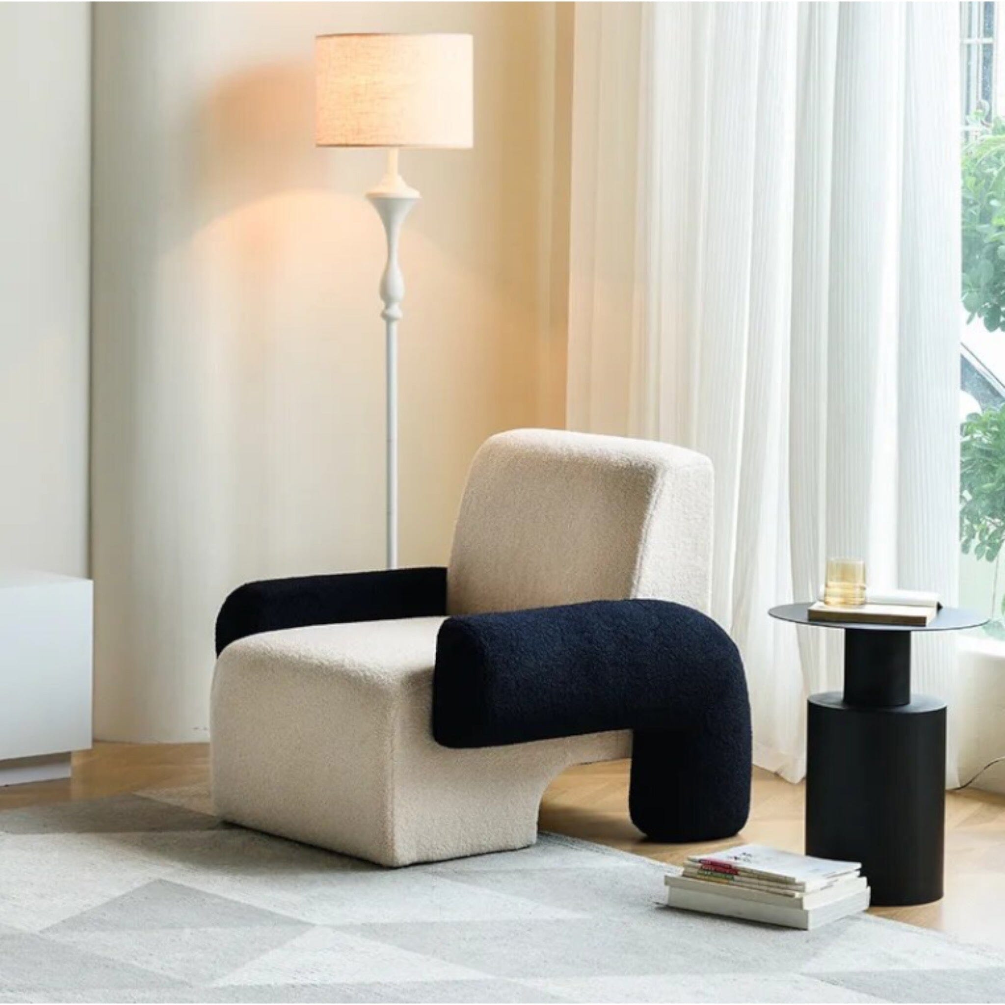 Nicolas Occasional Chair Sofa White + Black 