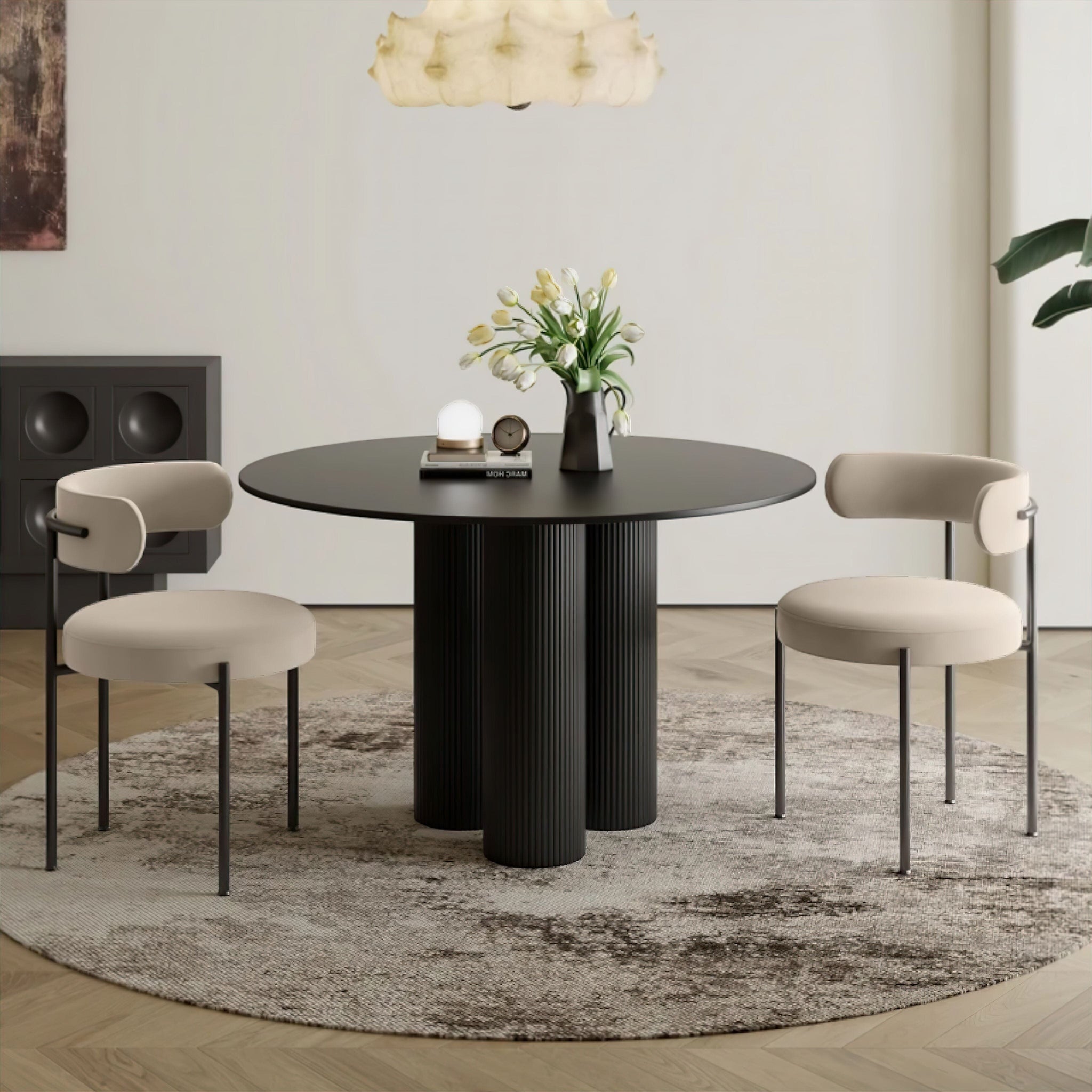 Oddette Dining Table Black 80cm 
