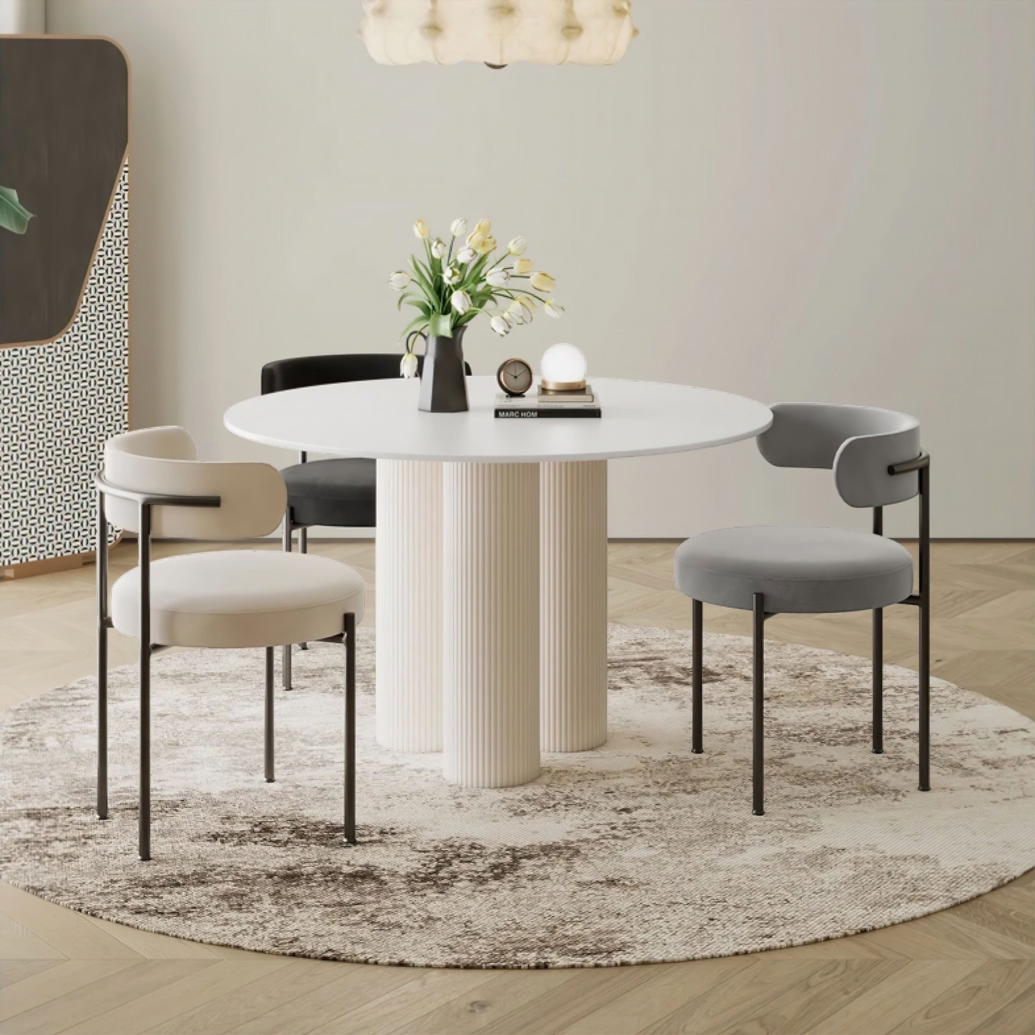 Oddette Dining Table White 80cm 