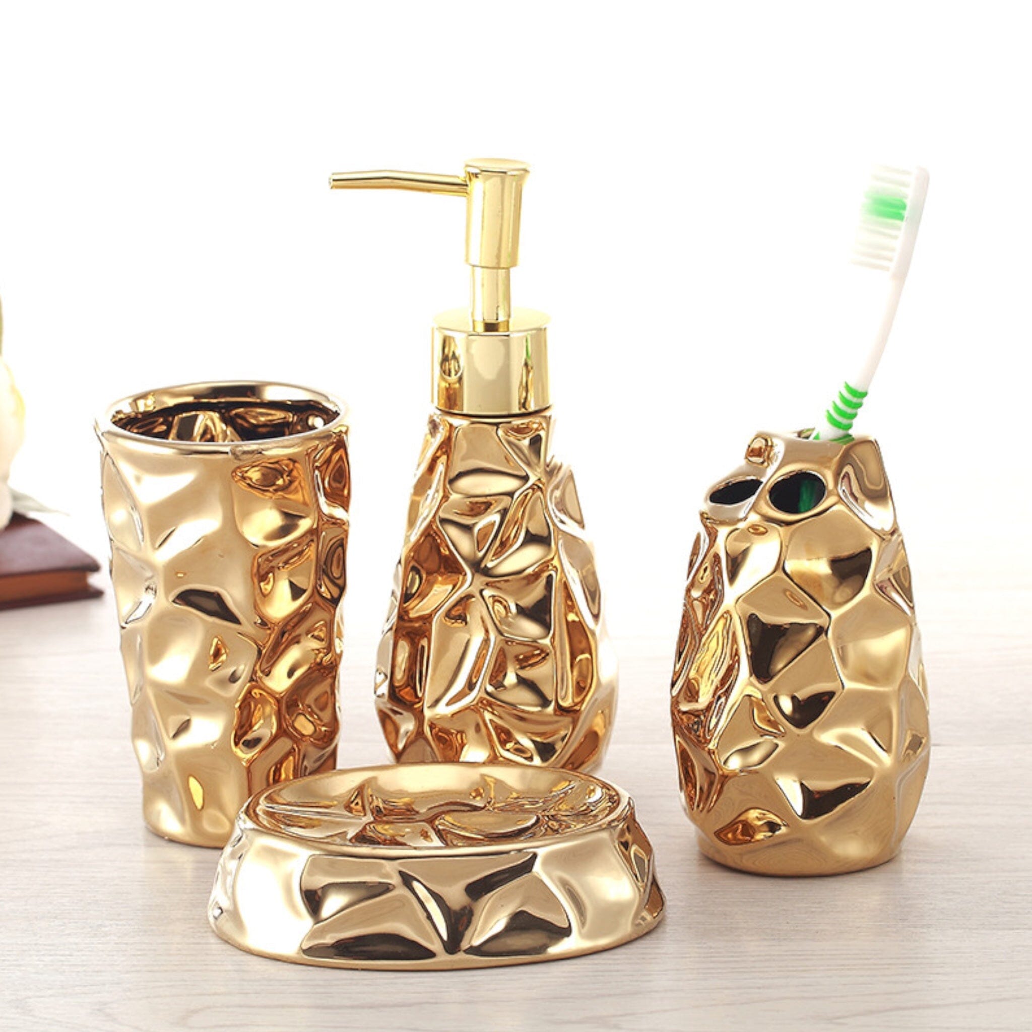 Opulent Oasis Collection Bathroom Accessories 4 Piece Set 