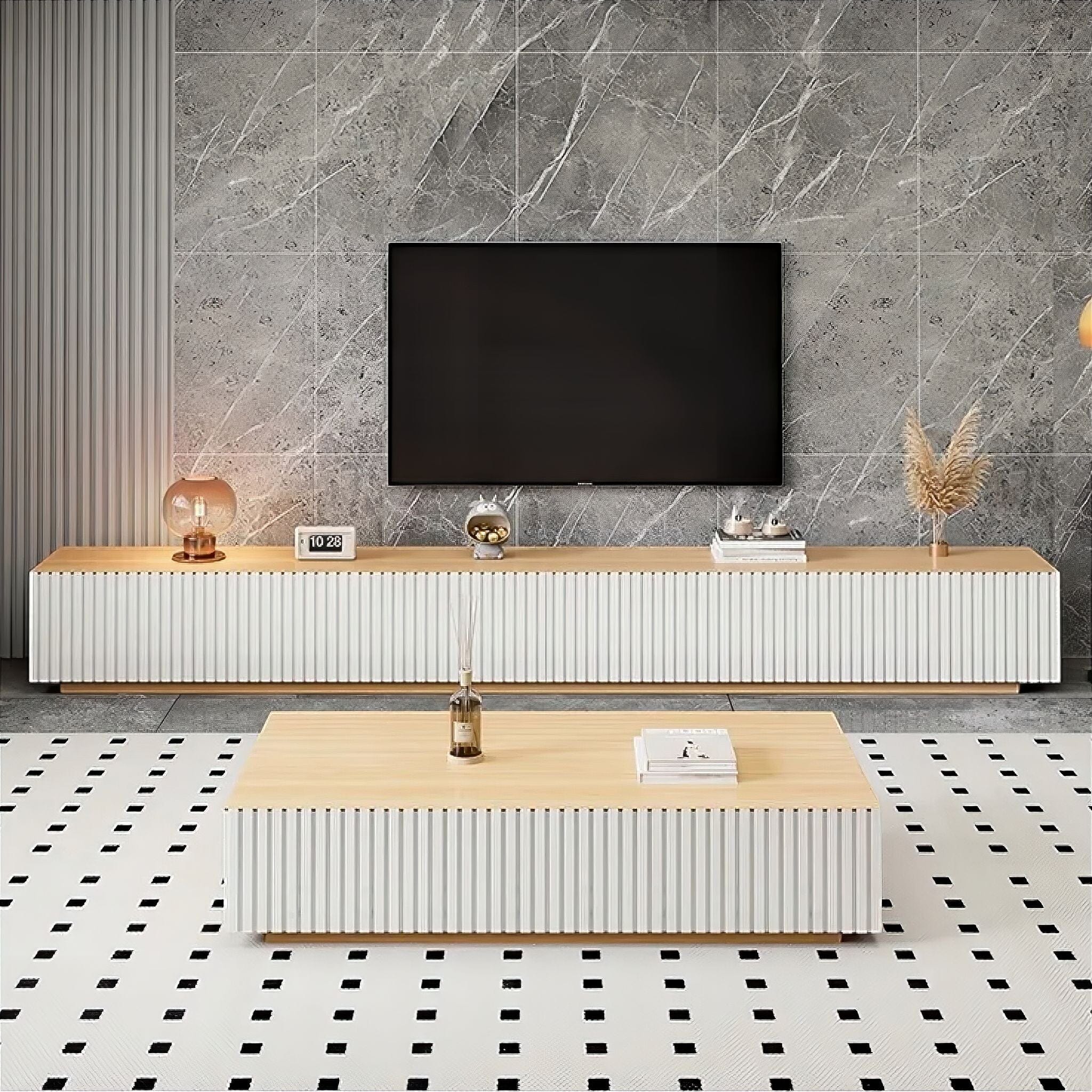Raymond TV Cabinet 180cm White + Tan 