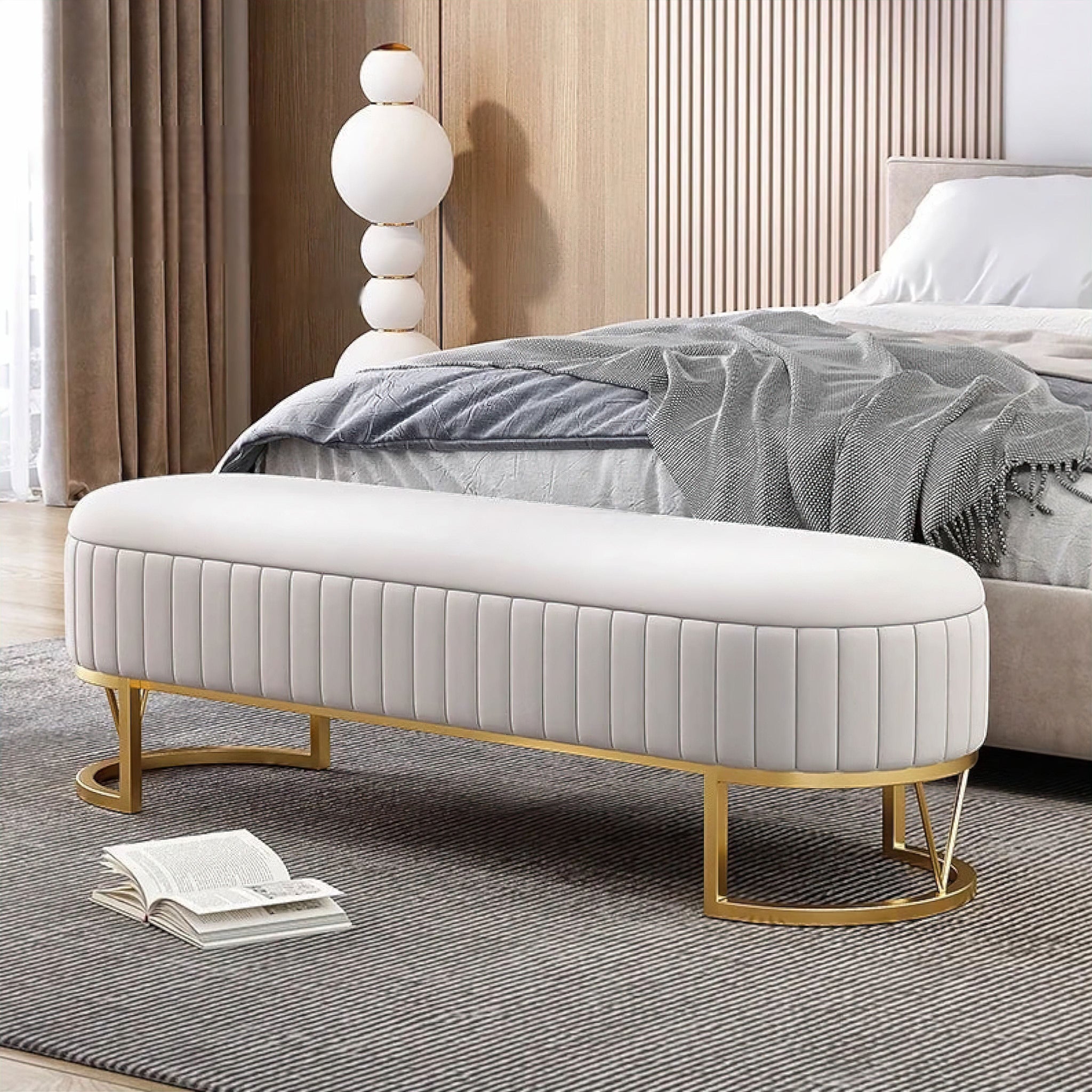 Romano Shoe Stool Ivory 80cm 