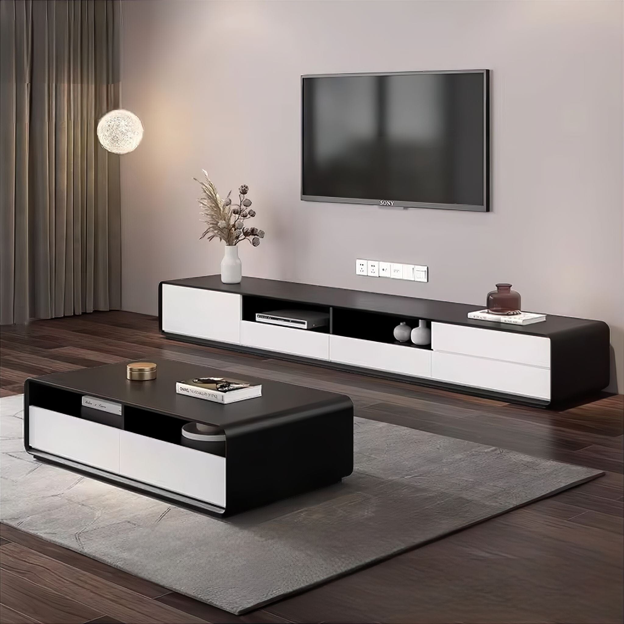 Ruppert TV Cabinet Black + White 180cm 