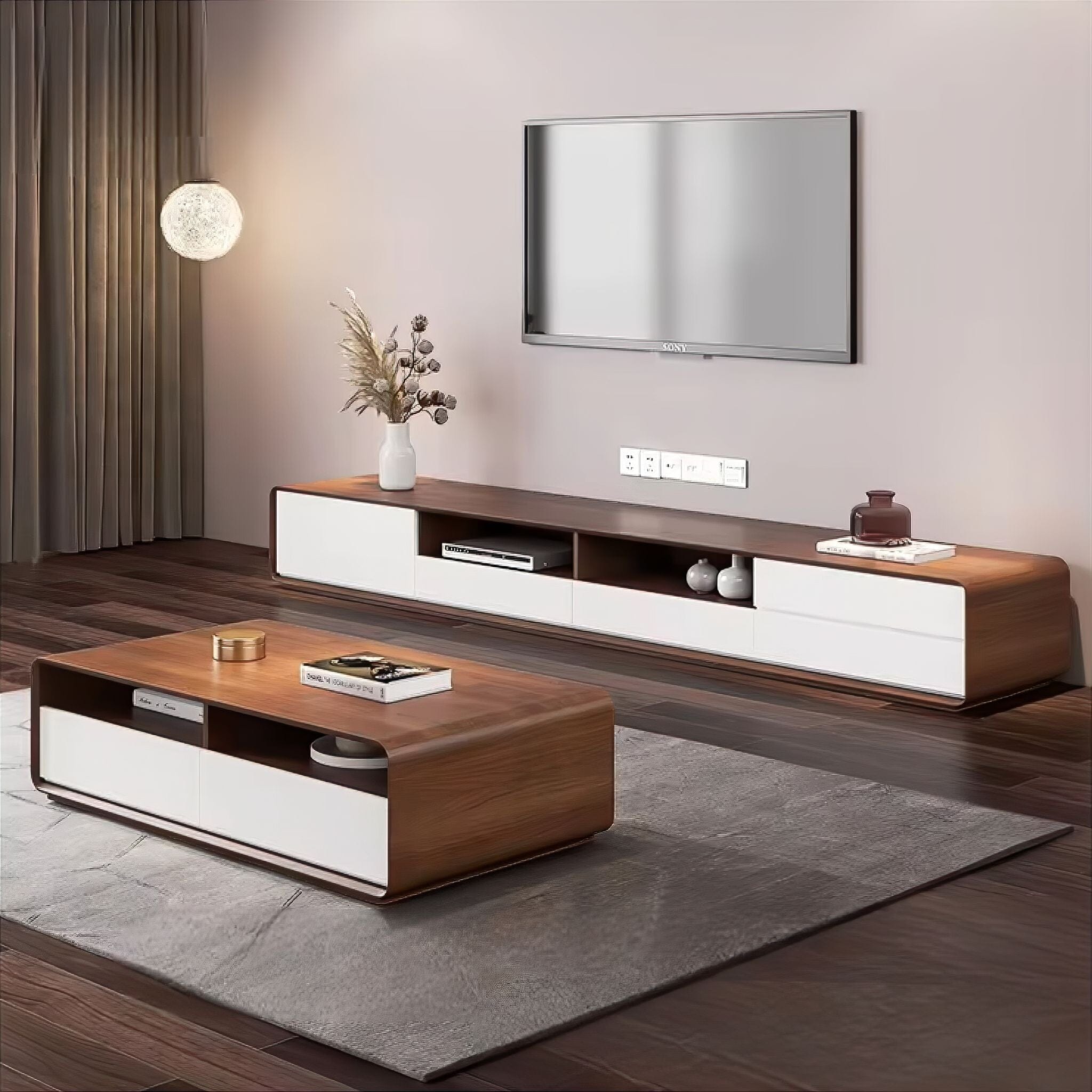 Ruppert TV Cabinet Walnut + White 180cm 