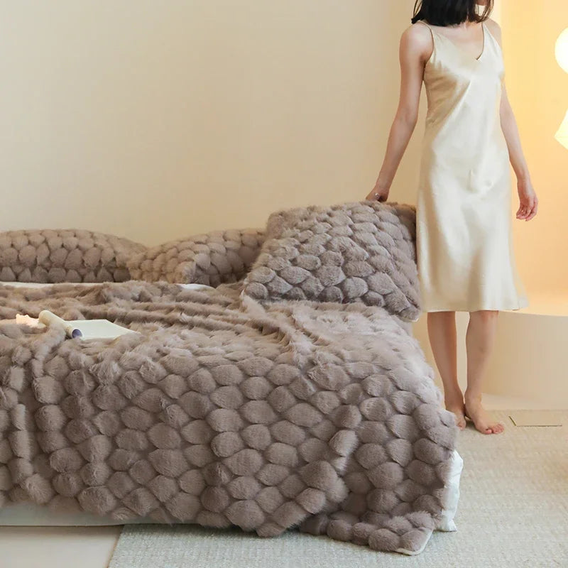 Serena Fur Blanket grey coffee 1PCS 100x150cm 