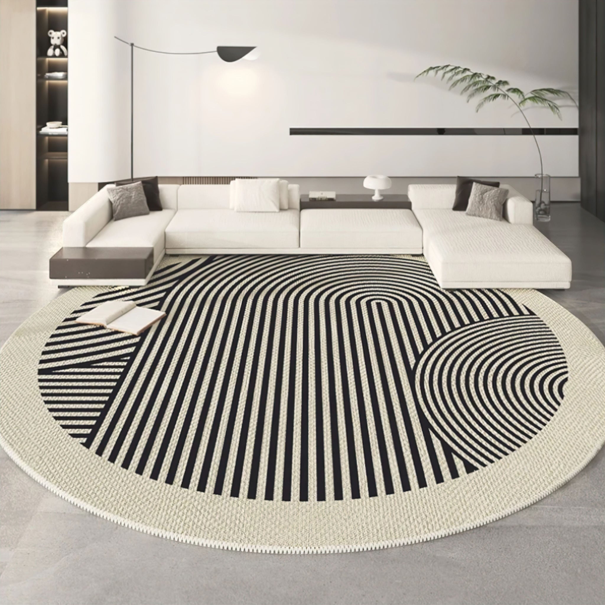 Modern Minimalist Stripe Carpet | Round Thicken French Style Rug ...