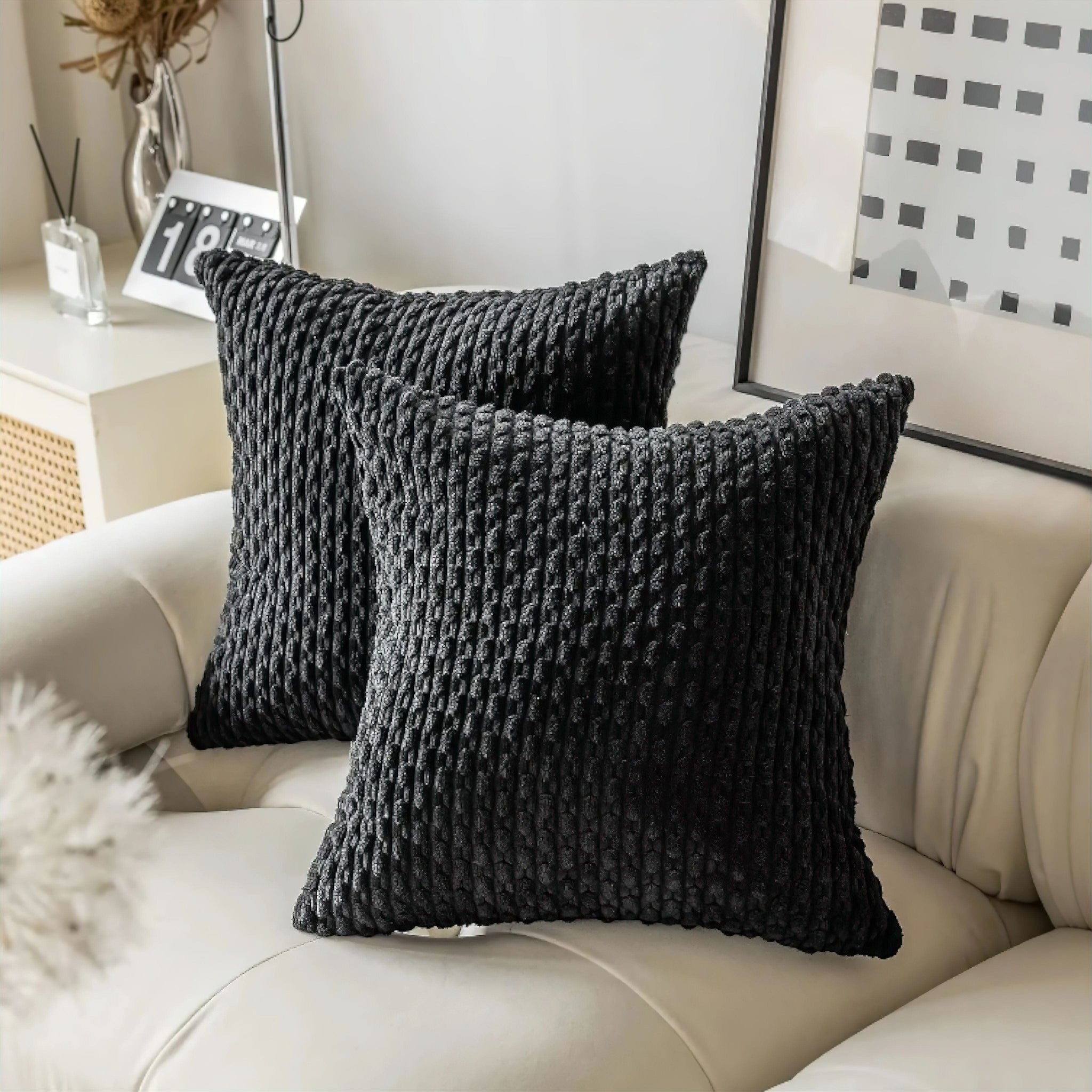 Stefanie Pillow Cover - WORKING Black 30 x 50cm 
