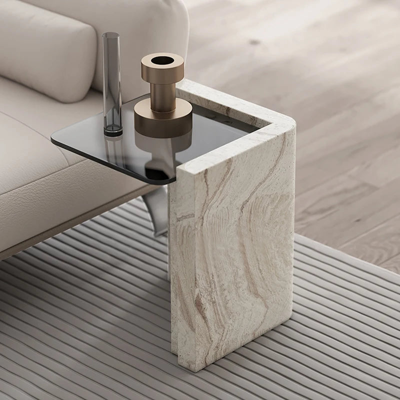 Tempered Glass Designed Bedroom Round Side Coffee Table Luxury Living Furniture Modern Natural Marble wholesale customization 