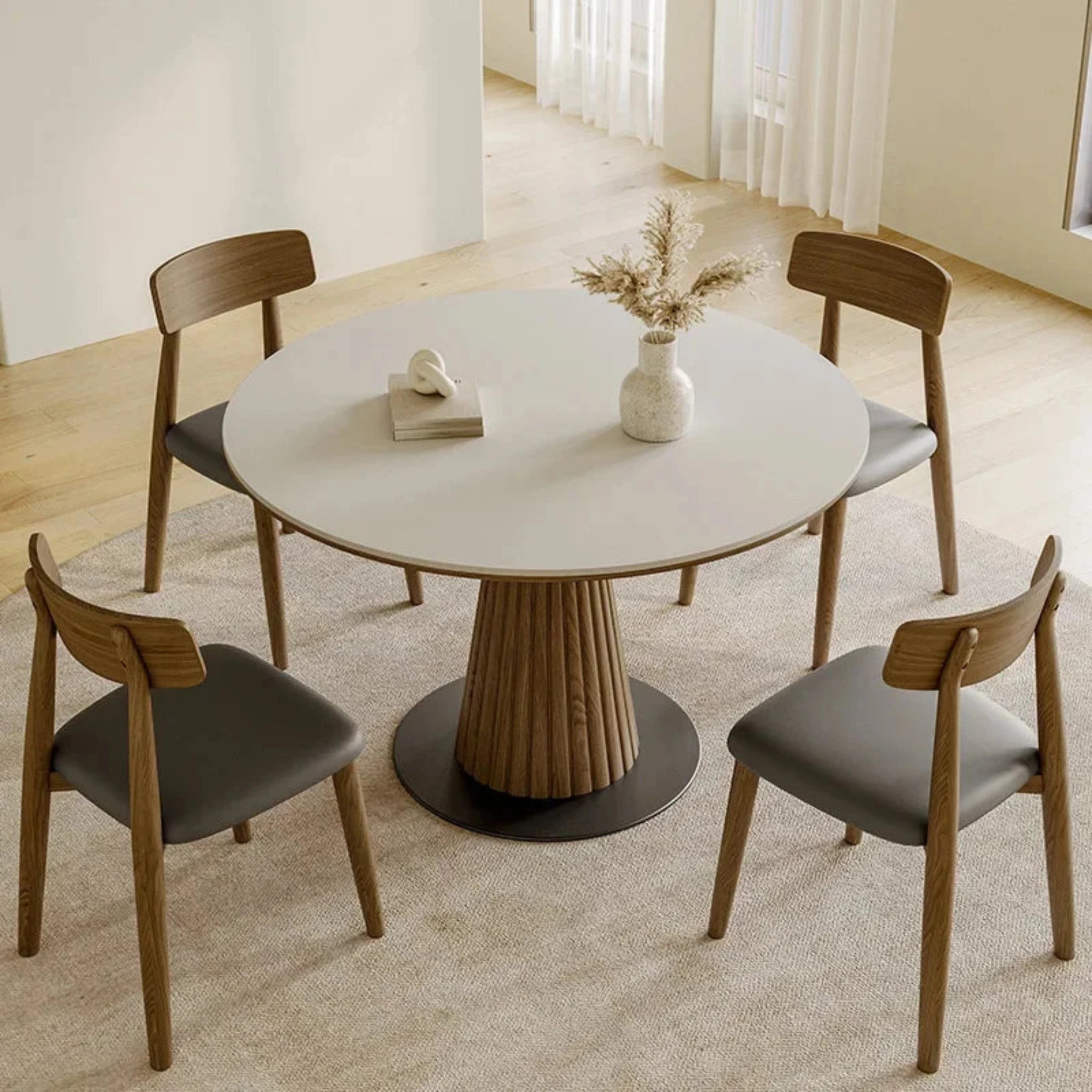 The product can be customized. Nordic solid wood round table modern minimalist designer family size circular dining table r 