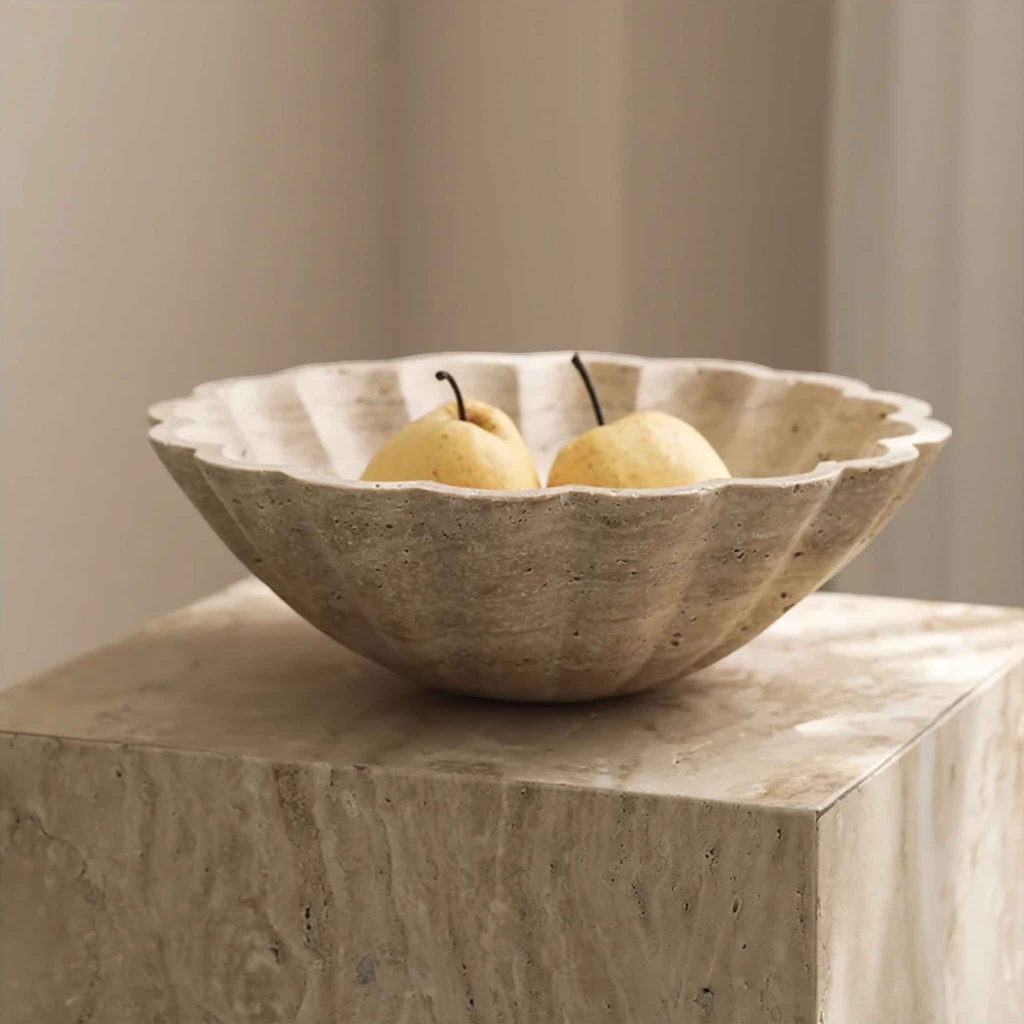 Elegant Travertine Fruit Bowl