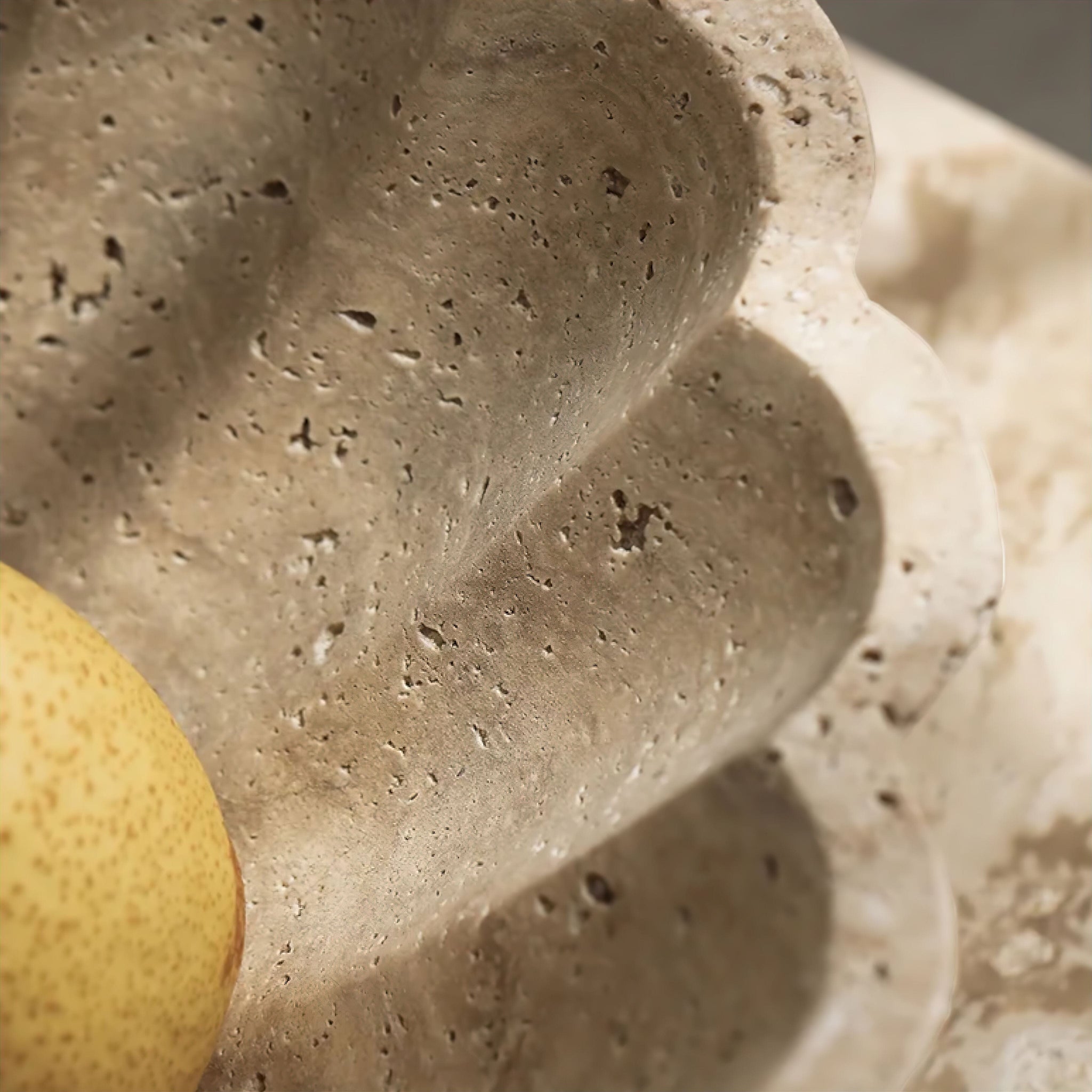 Elegant Travertine Fruit Bowl