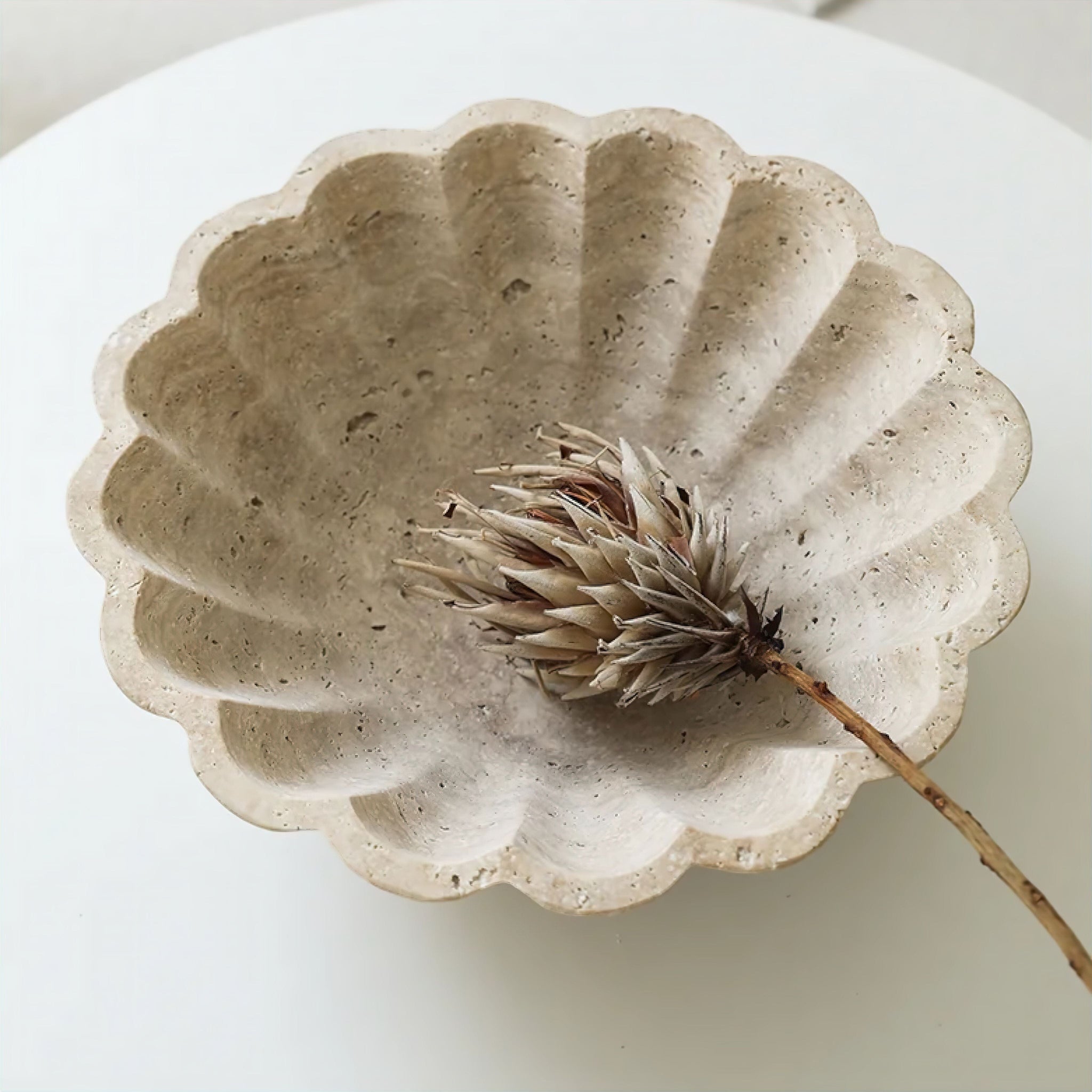 Elegant Travertine Fruit Bowl
