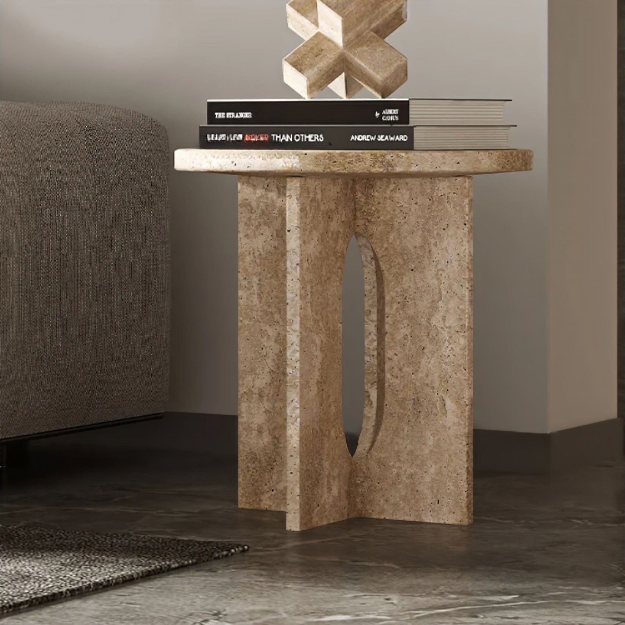 Travertine Side Table 