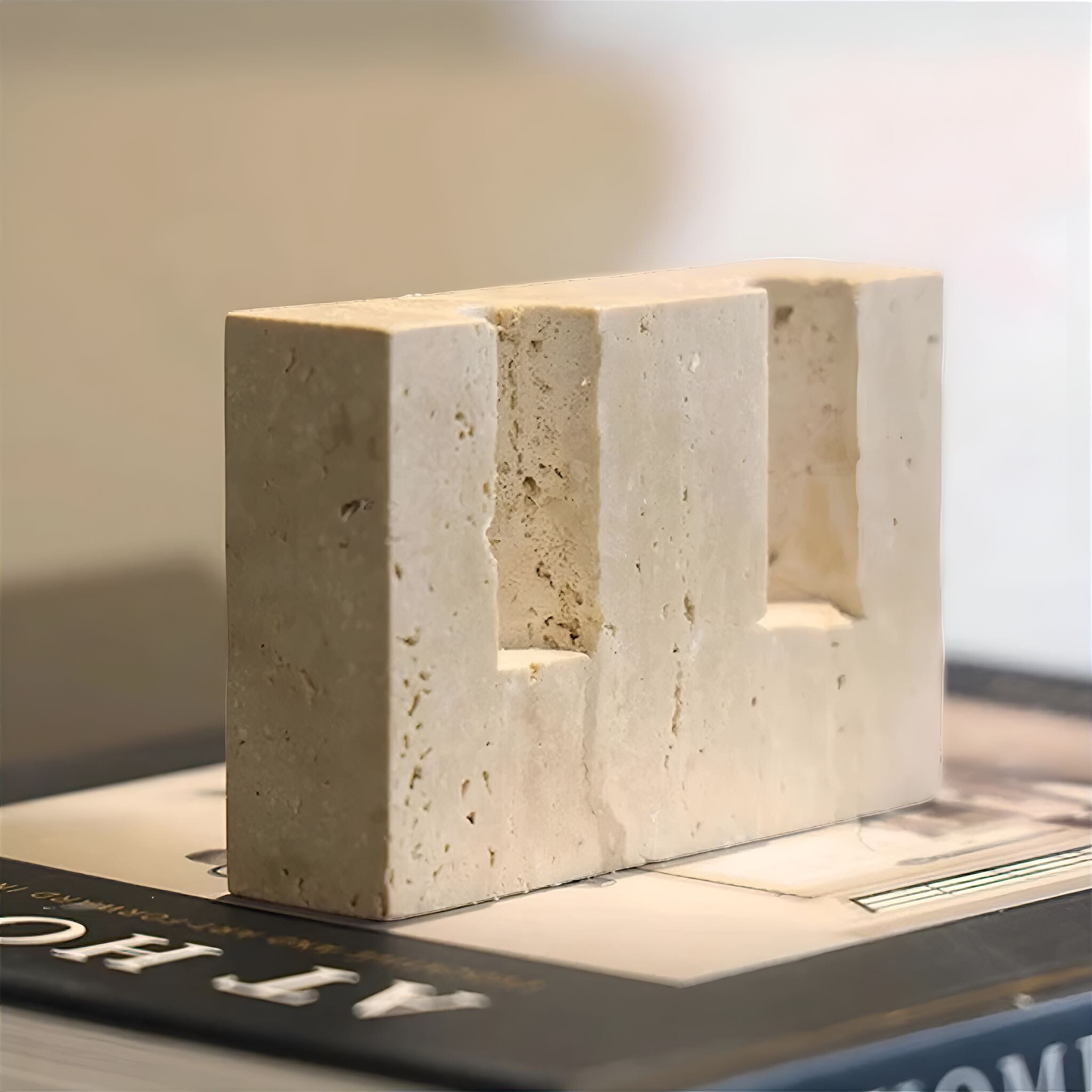 Twin Travertine Candle Holder 