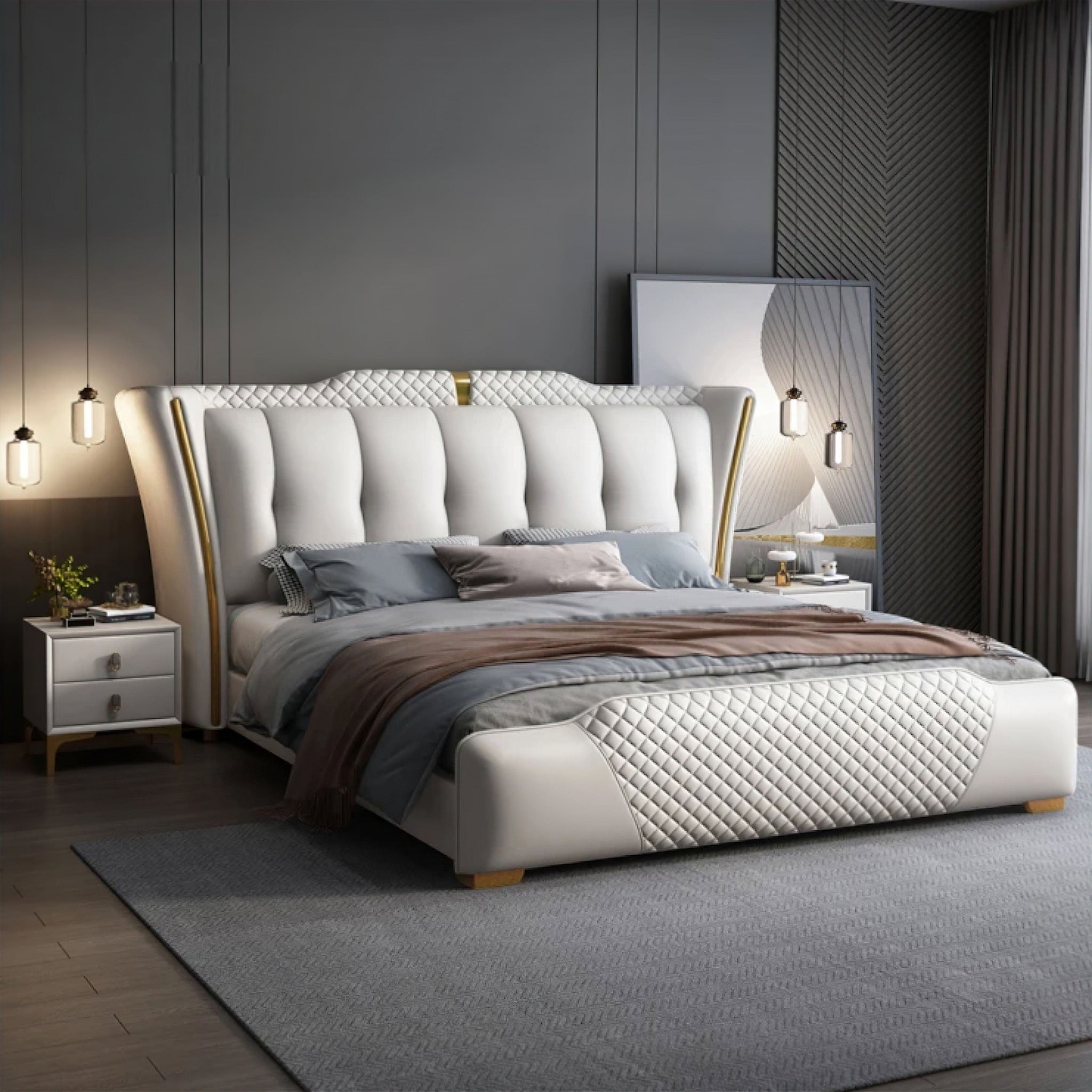 Valentin Bed Ivory/Beige King 