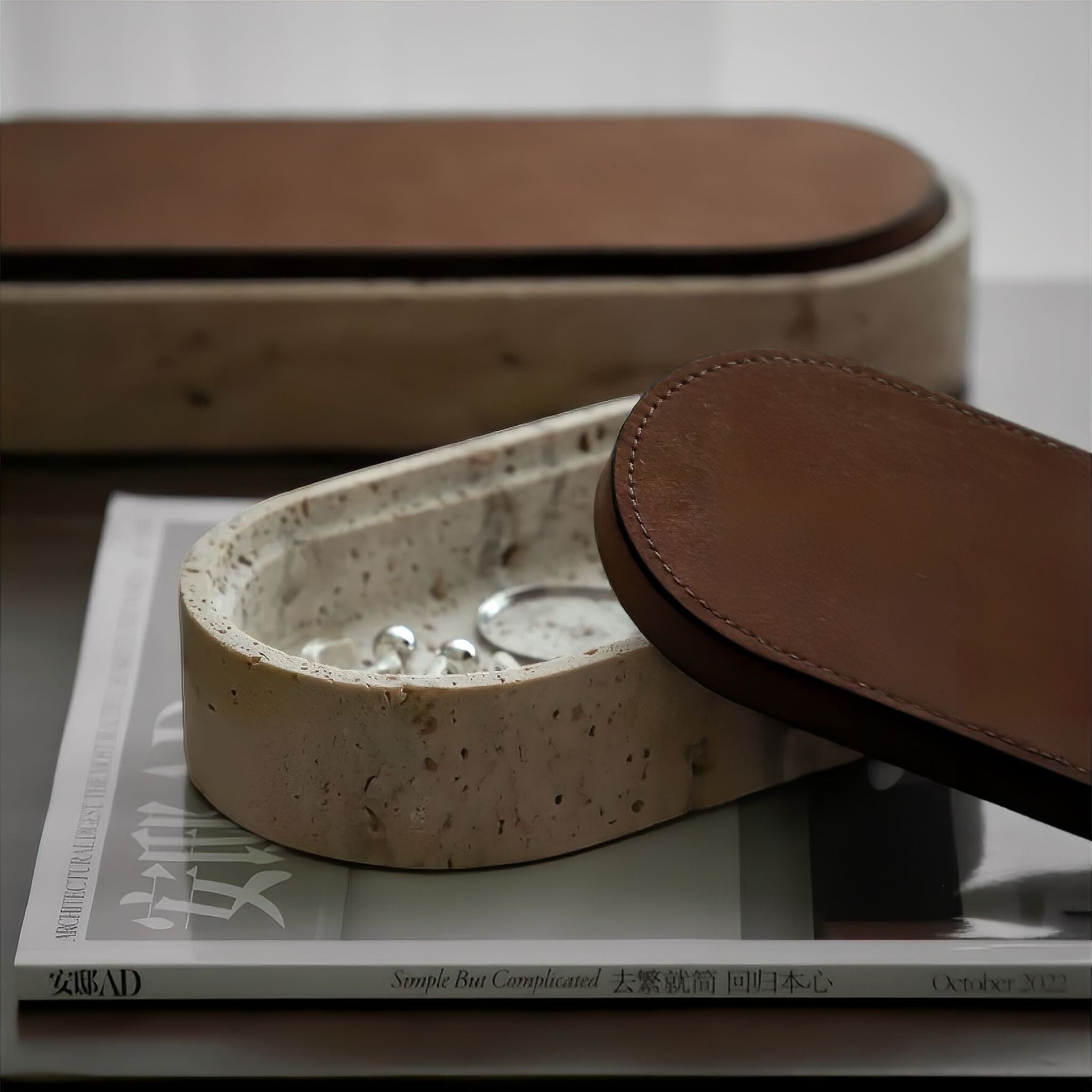 Vintage Travertine Box Decorative Trays 