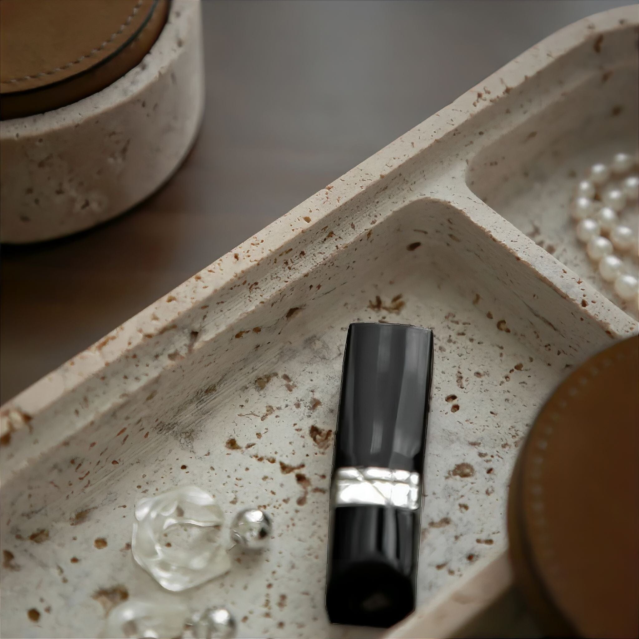 Vintage Travertine Box Decorative Trays 