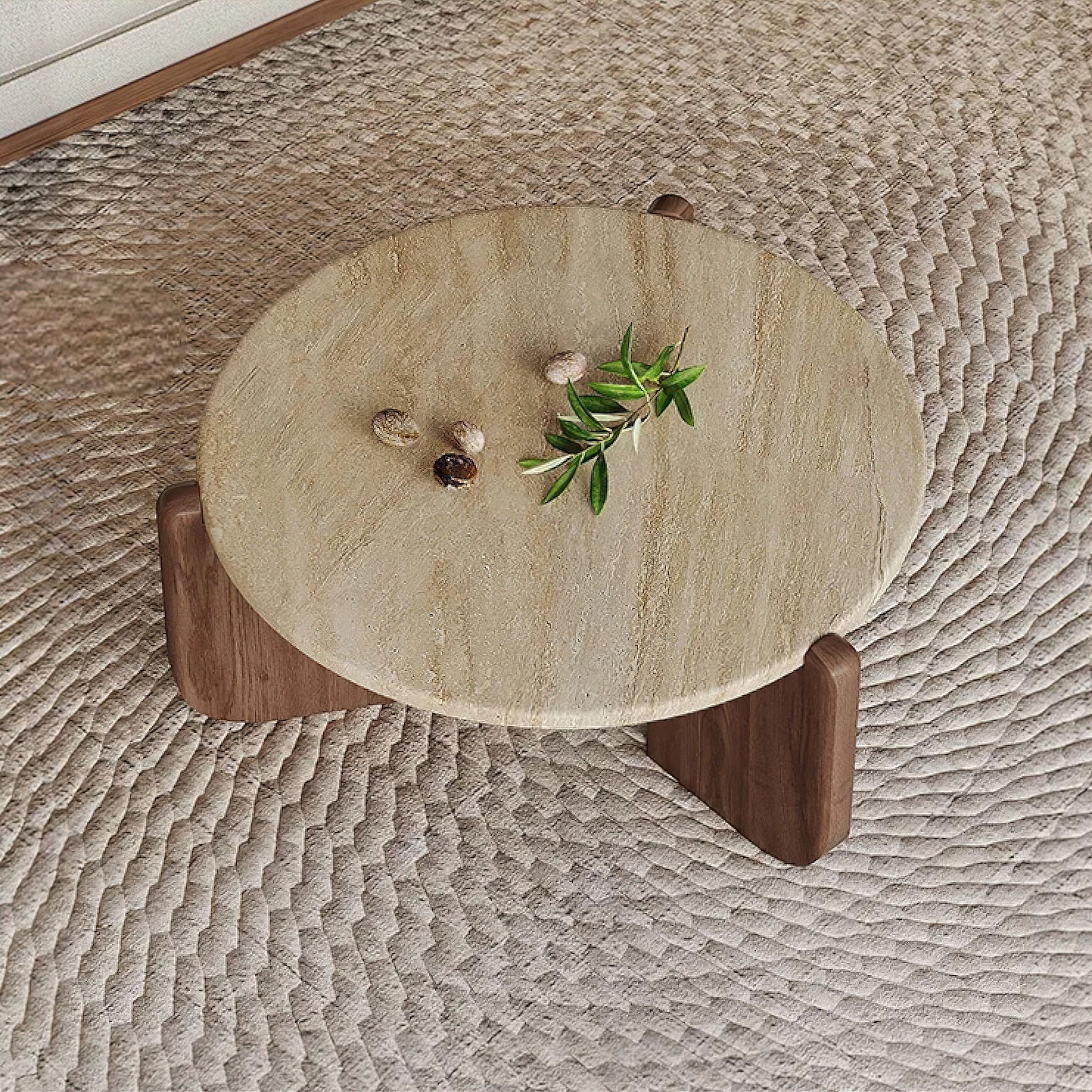 Yolande Travertine Coffee Table 
