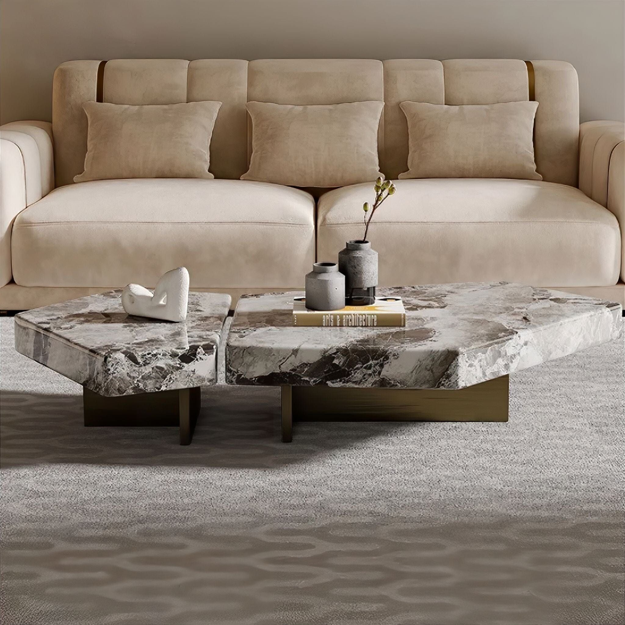 Zoltan Coffee Table Coffee Table Gold + White 